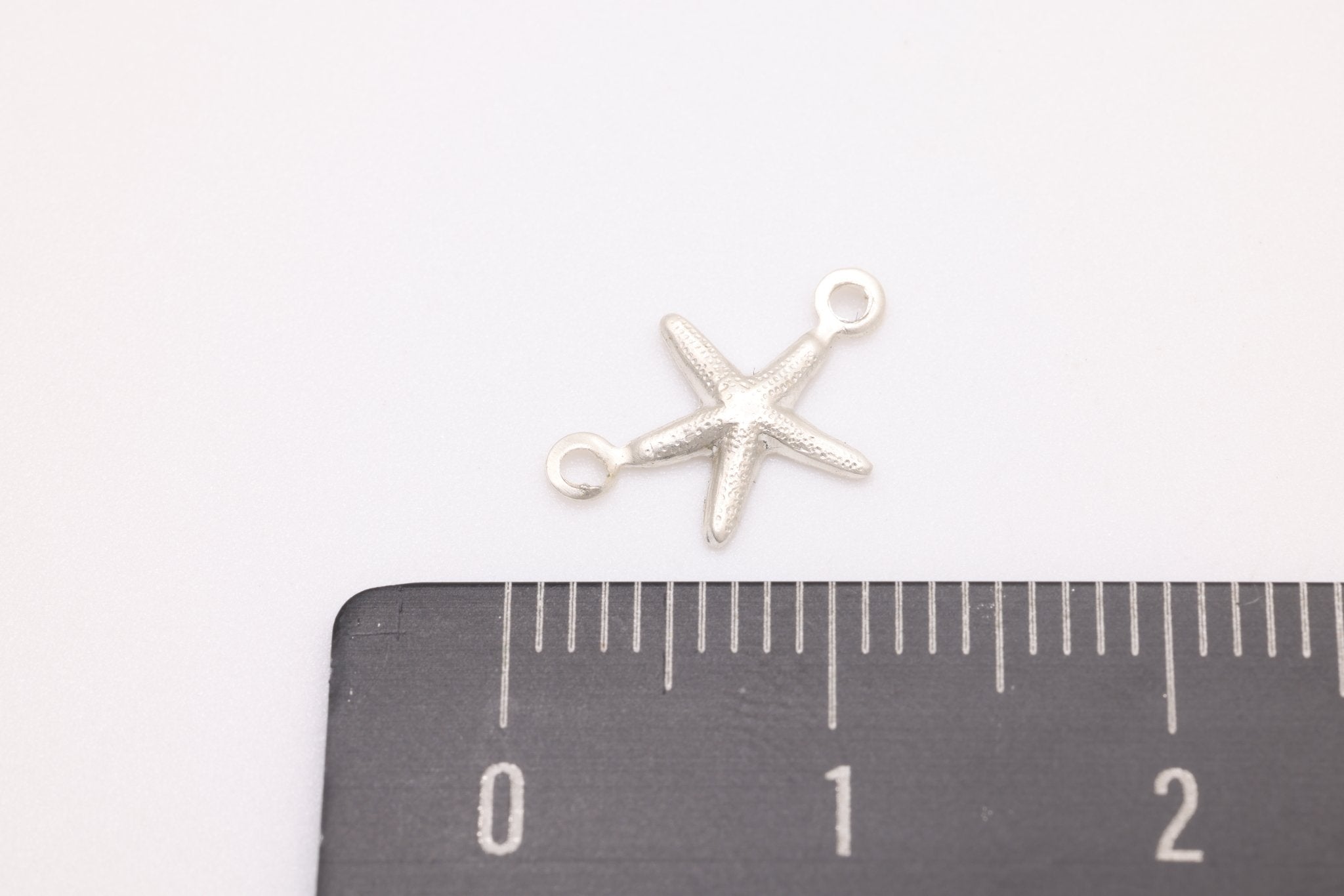 Starfish Connector Charm, 925 Sterling Silver, 12mm x 8mm, Ocean Sealife Charm, Bulk DIY Wholesale Jewelry Making Charm - HarperCrown