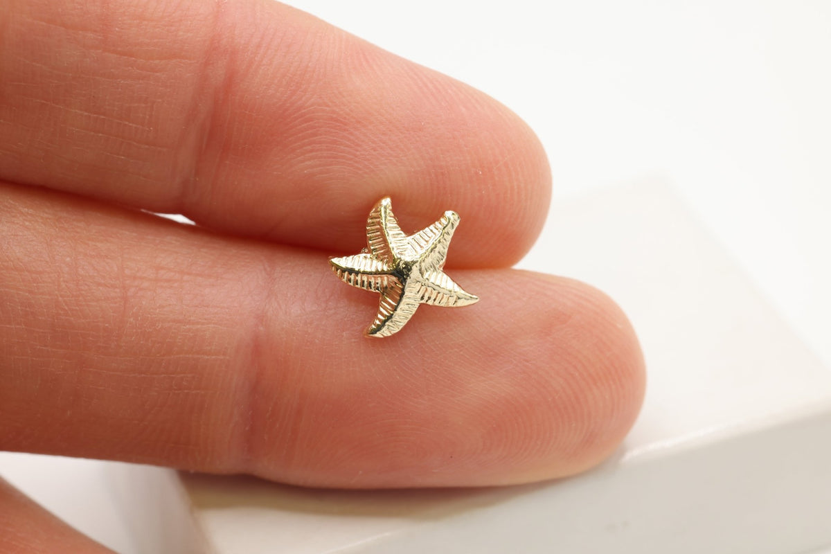 Starfish Stud Earring, 14/20 Gold-Filled, 10mm x 10mm, Wholesale, Pay Per Piece - HarperCrown