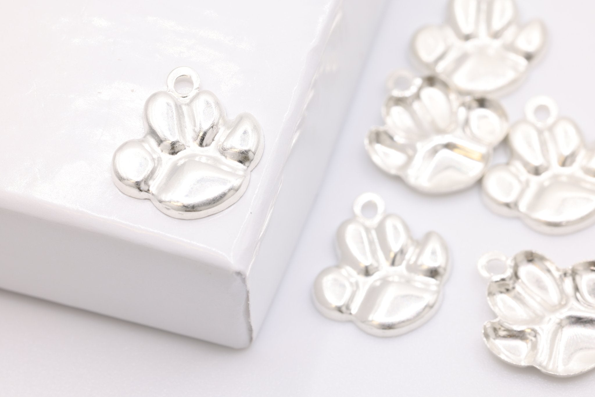 Sterling Silver Dog Paw Charm, Wholesale Jewelry Making Charm, Dog Foot Print - HarperCrown