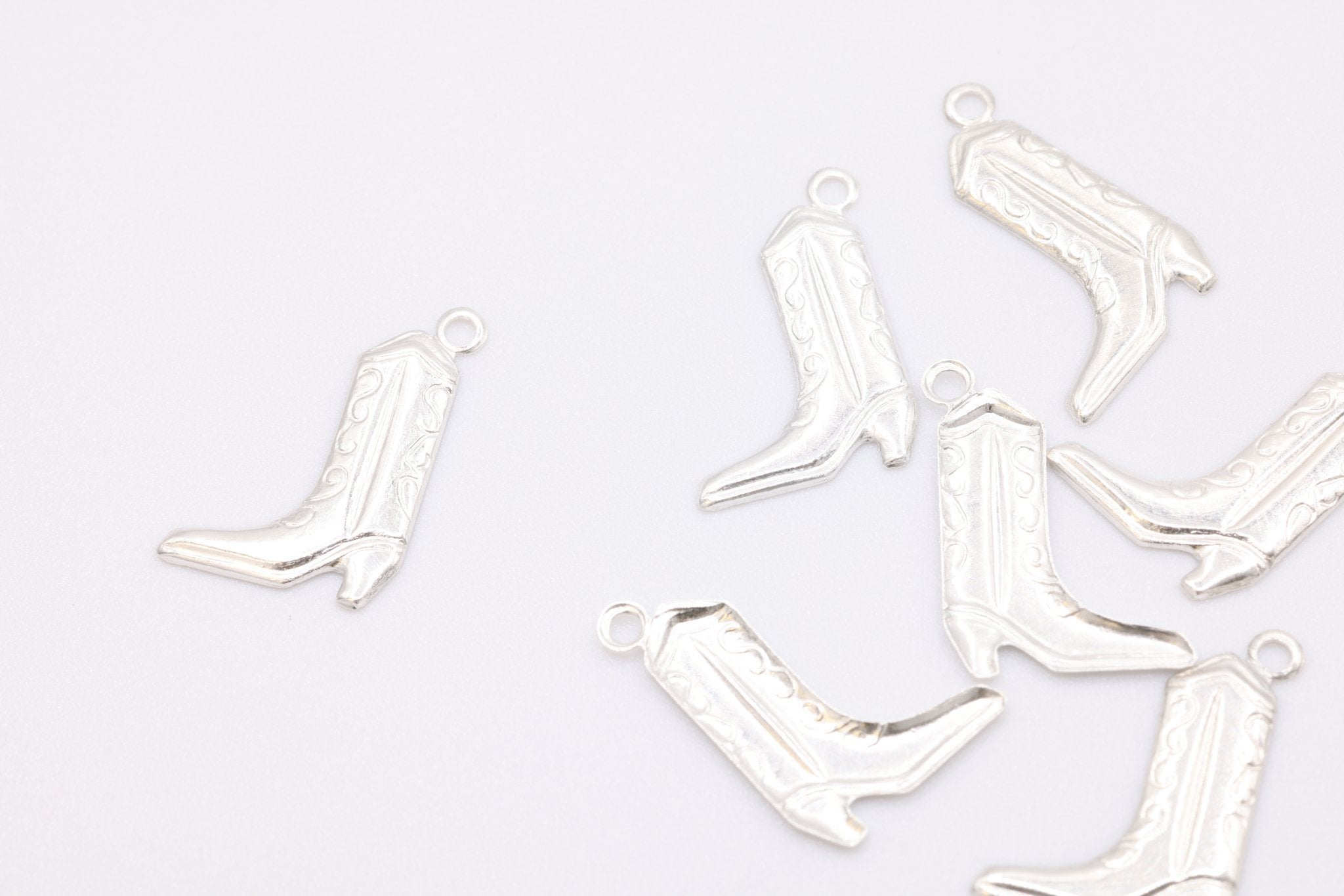 Sterling Silver Gold-Filled Cowboy Boot Charm, Wholesale Jewelry Making Charm - HarperCrown