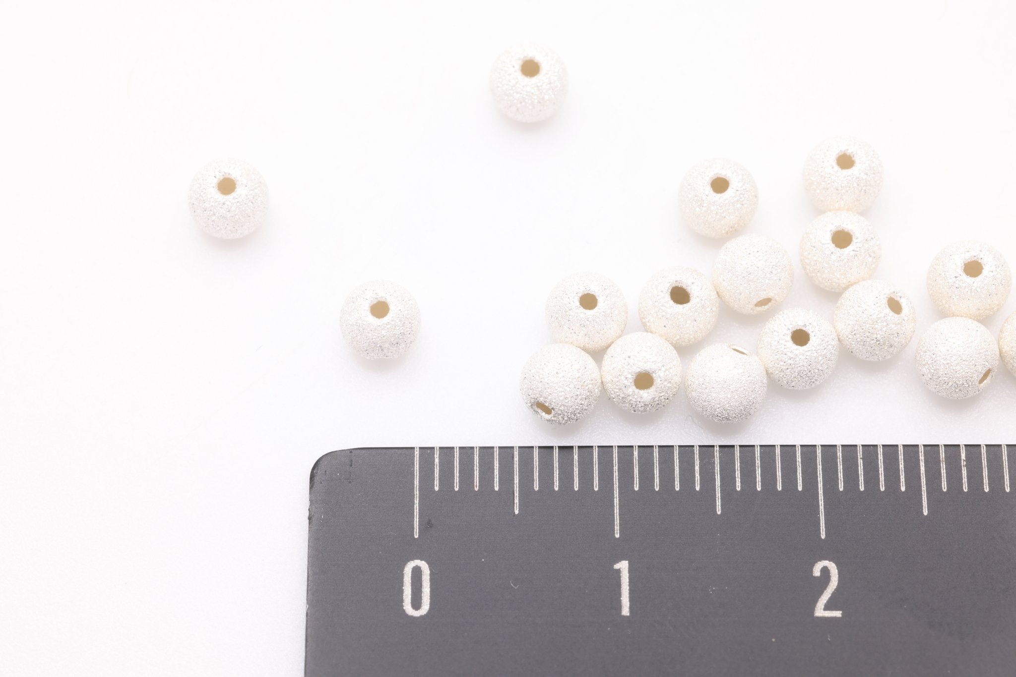 Sterling Silver Stardust Beads (10 Pack), 3mm Round Spacer Beads, Bulk DIY Wholesale Jewelry Making Charm - HarperCrown