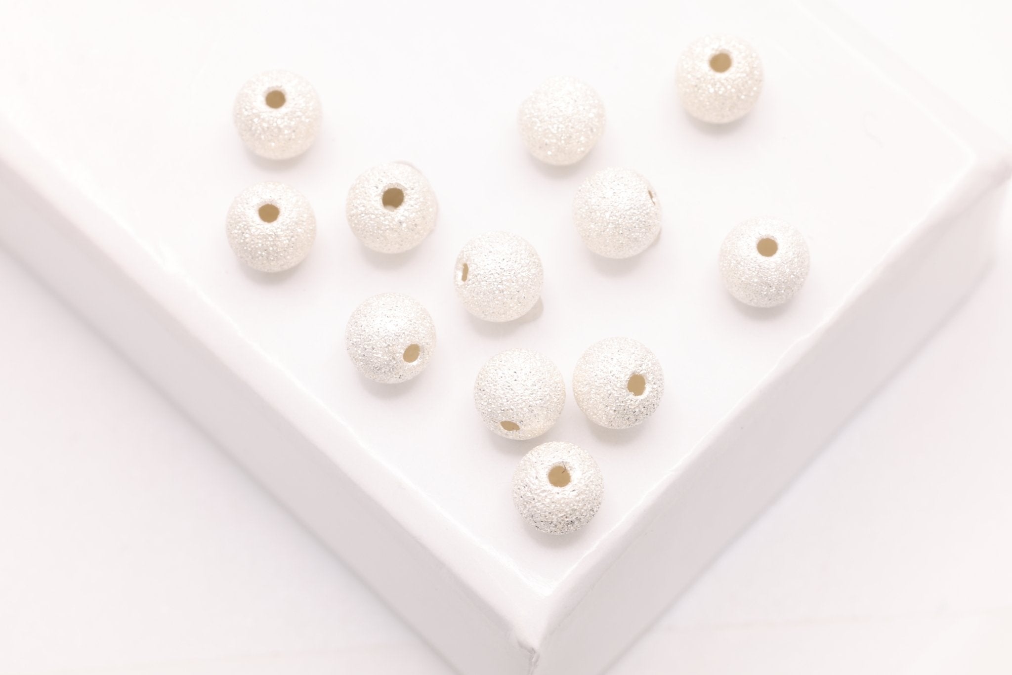 Sterling Silver Stardust Beads (10 Pack), 3mm Round Spacer Beads, Bulk DIY Wholesale Jewelry Making Charm - HarperCrown