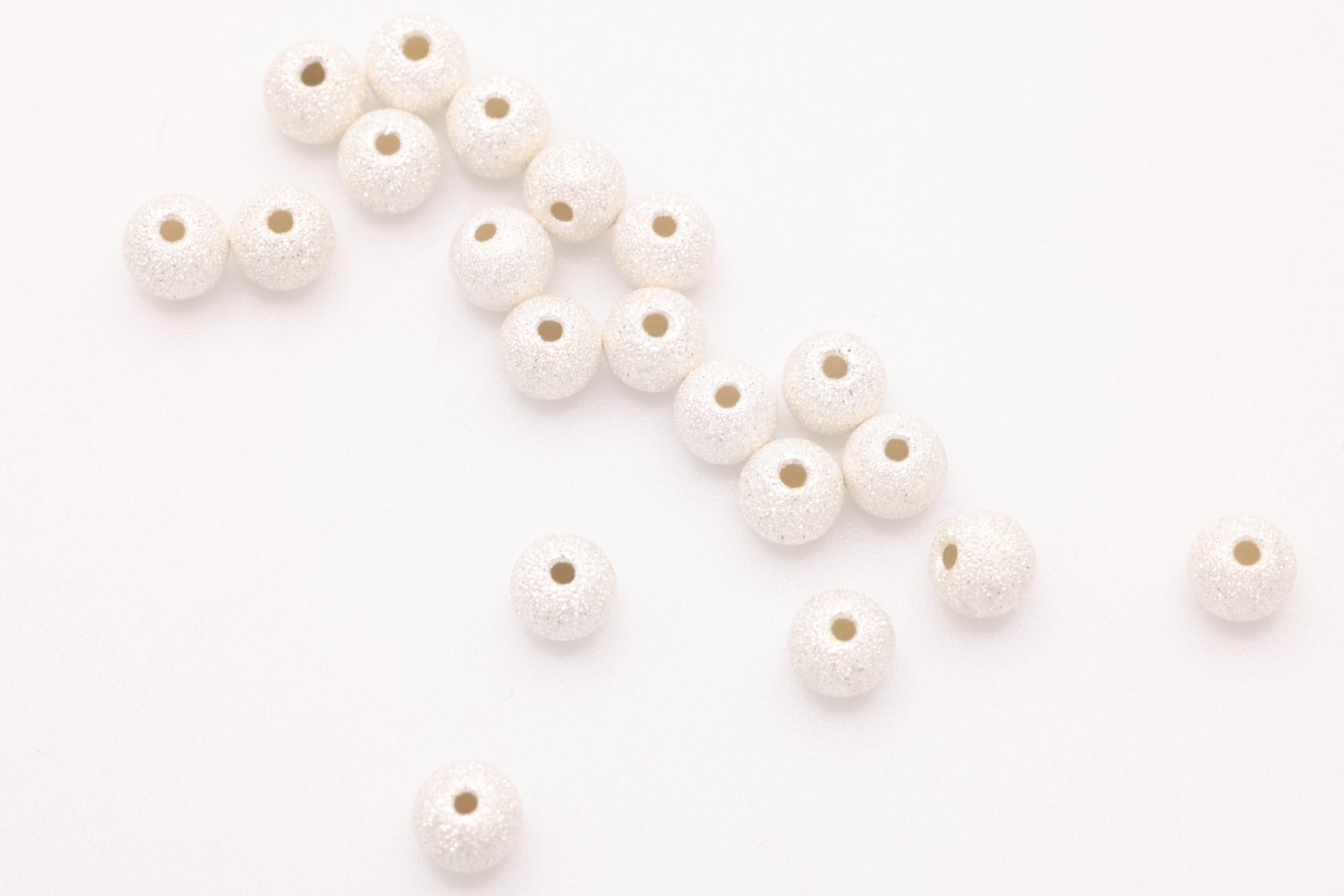 Sterling Silver Stardust Beads (10 Pack), 3mm Round Spacer Beads, Bulk DIY Wholesale Jewelry Making Charm - HarperCrown