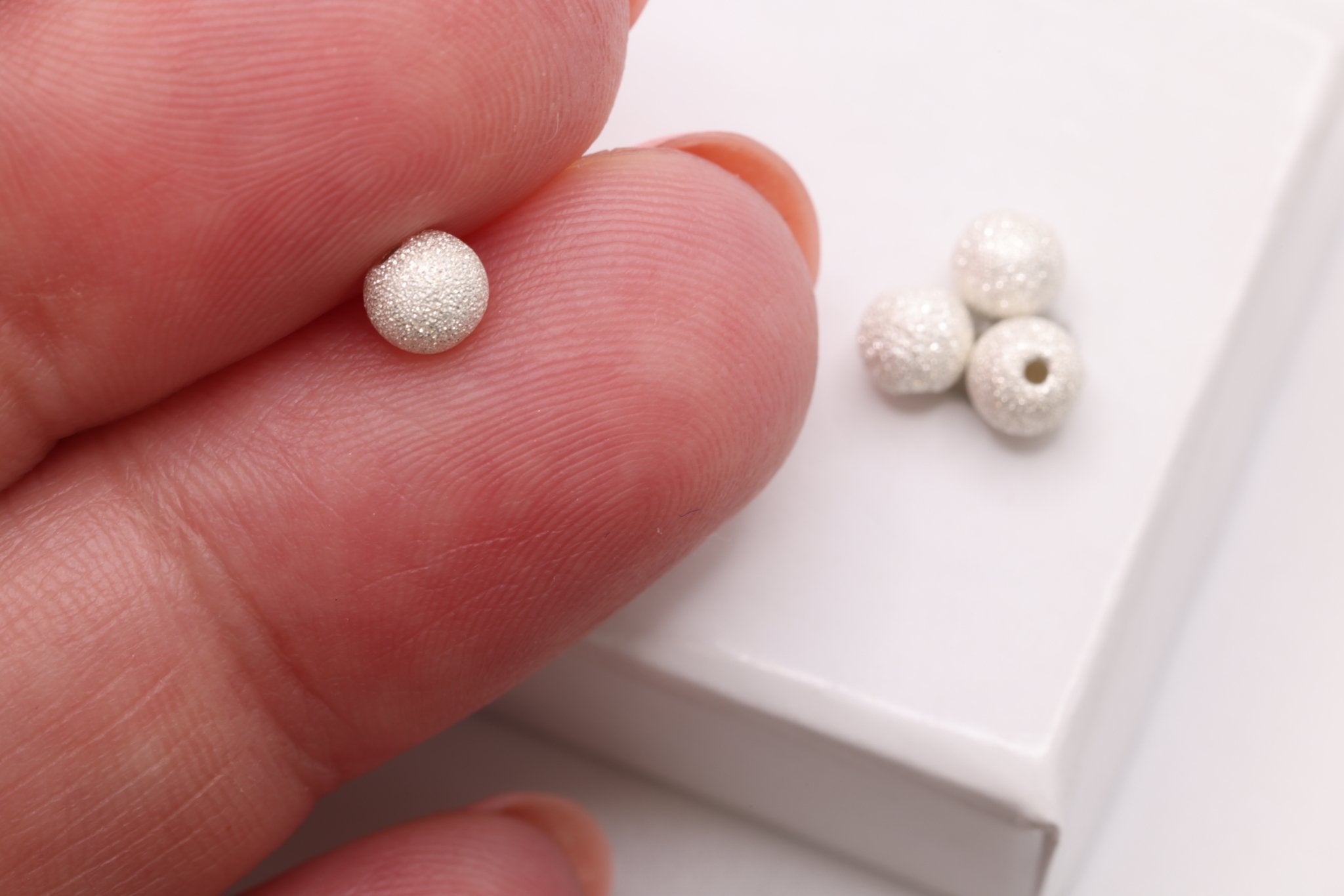 Sterling Silver Stardust Beads (10 Pack), 3mm Round Spacer Beads, Bulk DIY Wholesale Jewelry Making Charm - HarperCrown