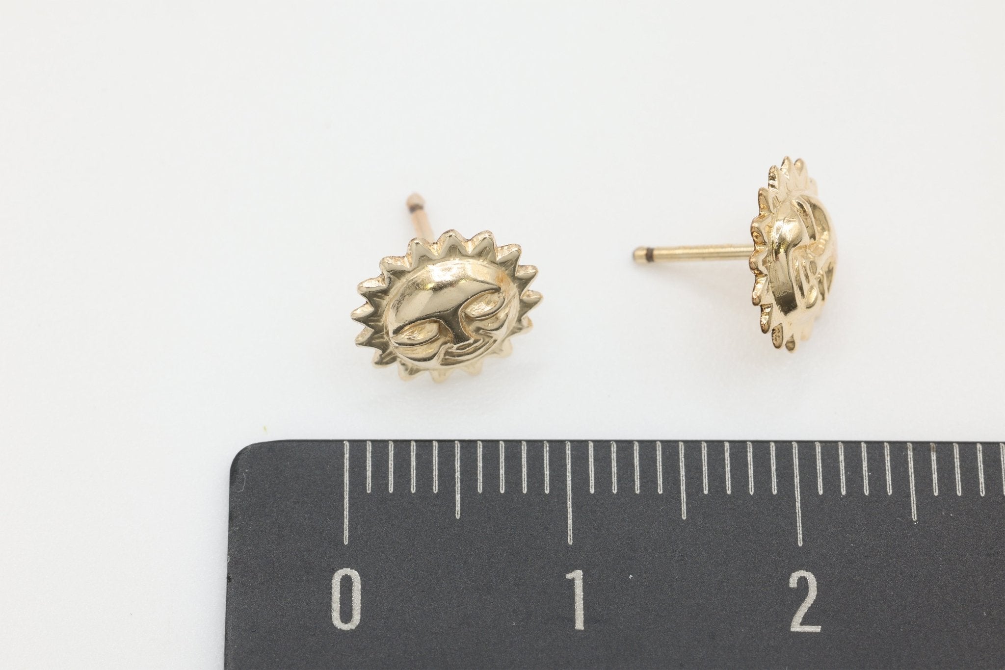 Sun Face Stud Earring, 14/20 Gold - Filled, 9mm x 9mm, Wholesale, Jewelry Earrings - HarperCrown