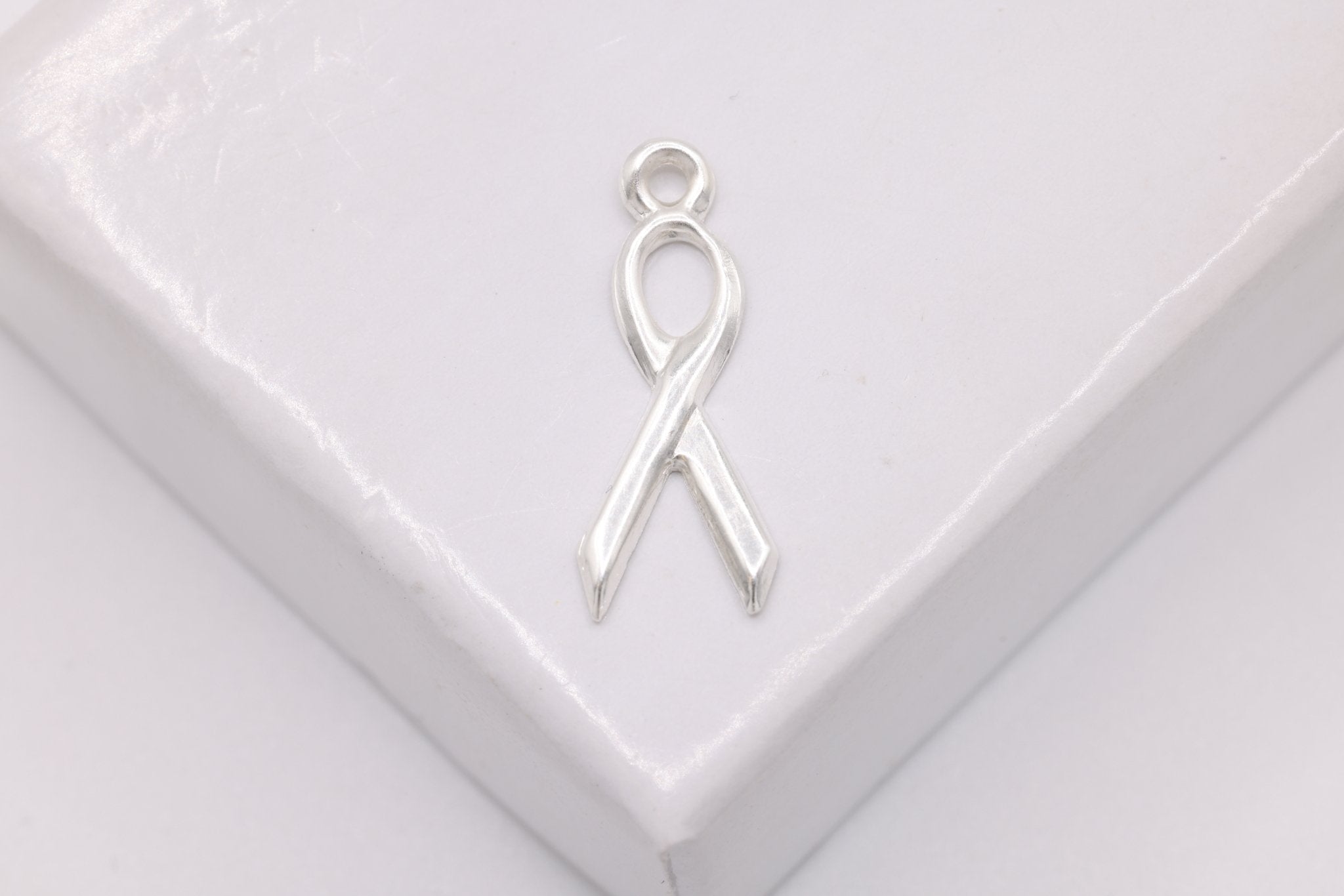 Support Our Troops Ribbon Charm, 925 Sterling Silver, 14mm x 5mm, Bulk DIY Wholesale Jewelry Making Charm - HarperCrown