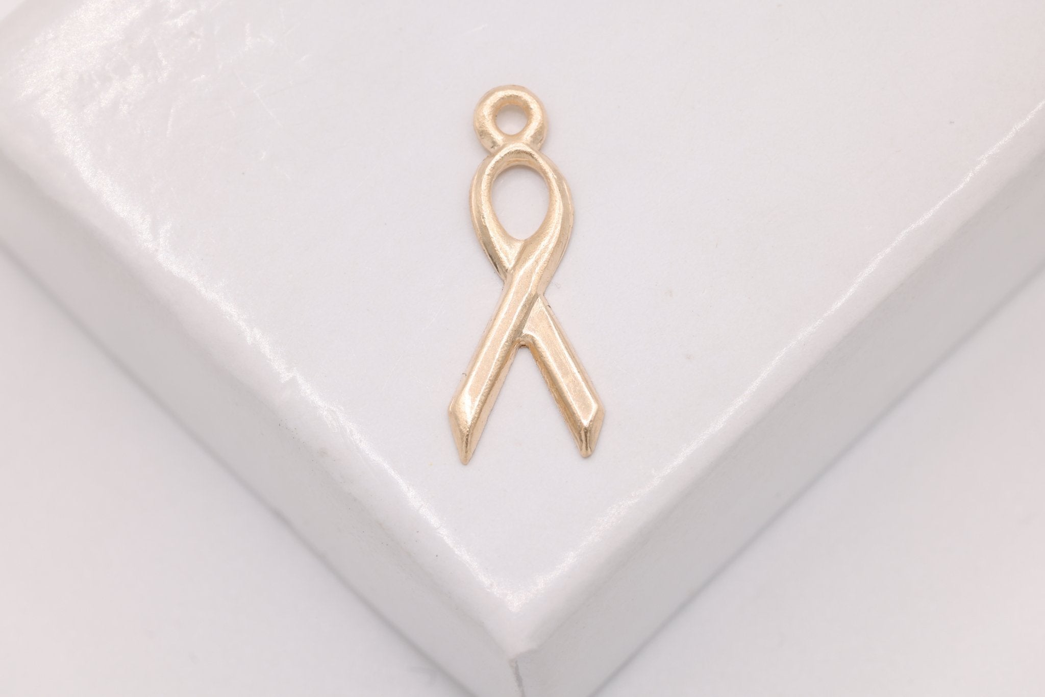 Support Our Troops Ribbon Charm, Gold - Filled, 14mm x 5mm, Bulk DIY Wholesale Jewelry Making Charm - HarperCrown