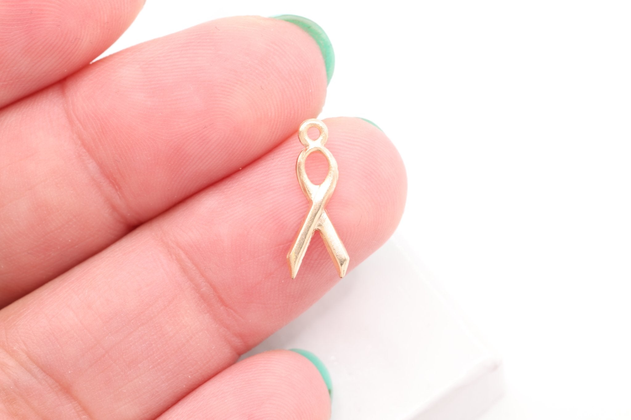 Support Our Troops Ribbon Charm, Gold - Filled, 14mm x 5mm, Bulk DIY Wholesale Jewelry Making Charm - HarperCrown