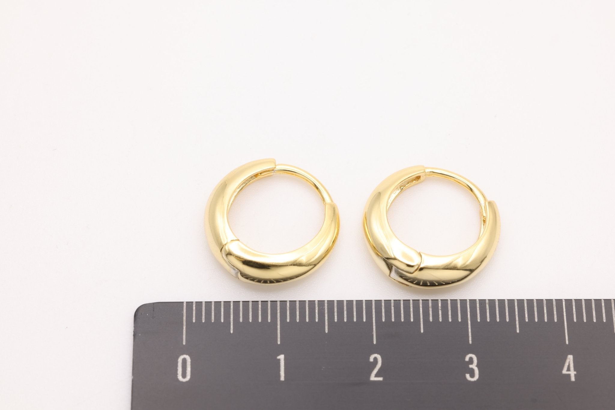 Tapered Hoop Lever Back Earrings, 1 pair Gold - Plated over Sterling Silver, 14mm, Minimalist Delicate, Wholesale Jewelry Earrings - HarperCrown