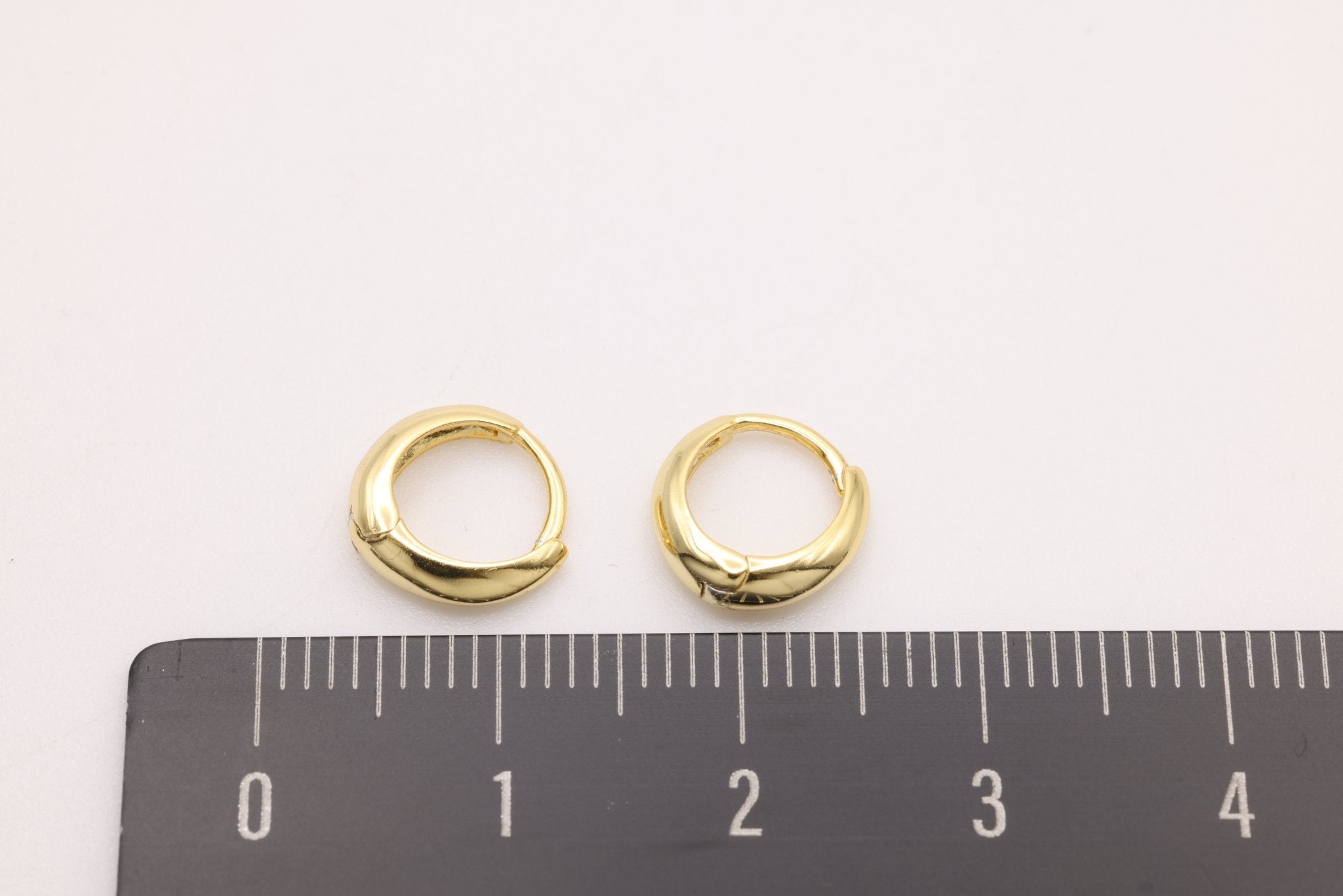 Tapered Hoop Lever Back Earrings, 1 pair Gold - Plated over Sterling Silver, 9mm, Minimalist Delicate, Wholesale Jewelry Earrings - HarperCrown