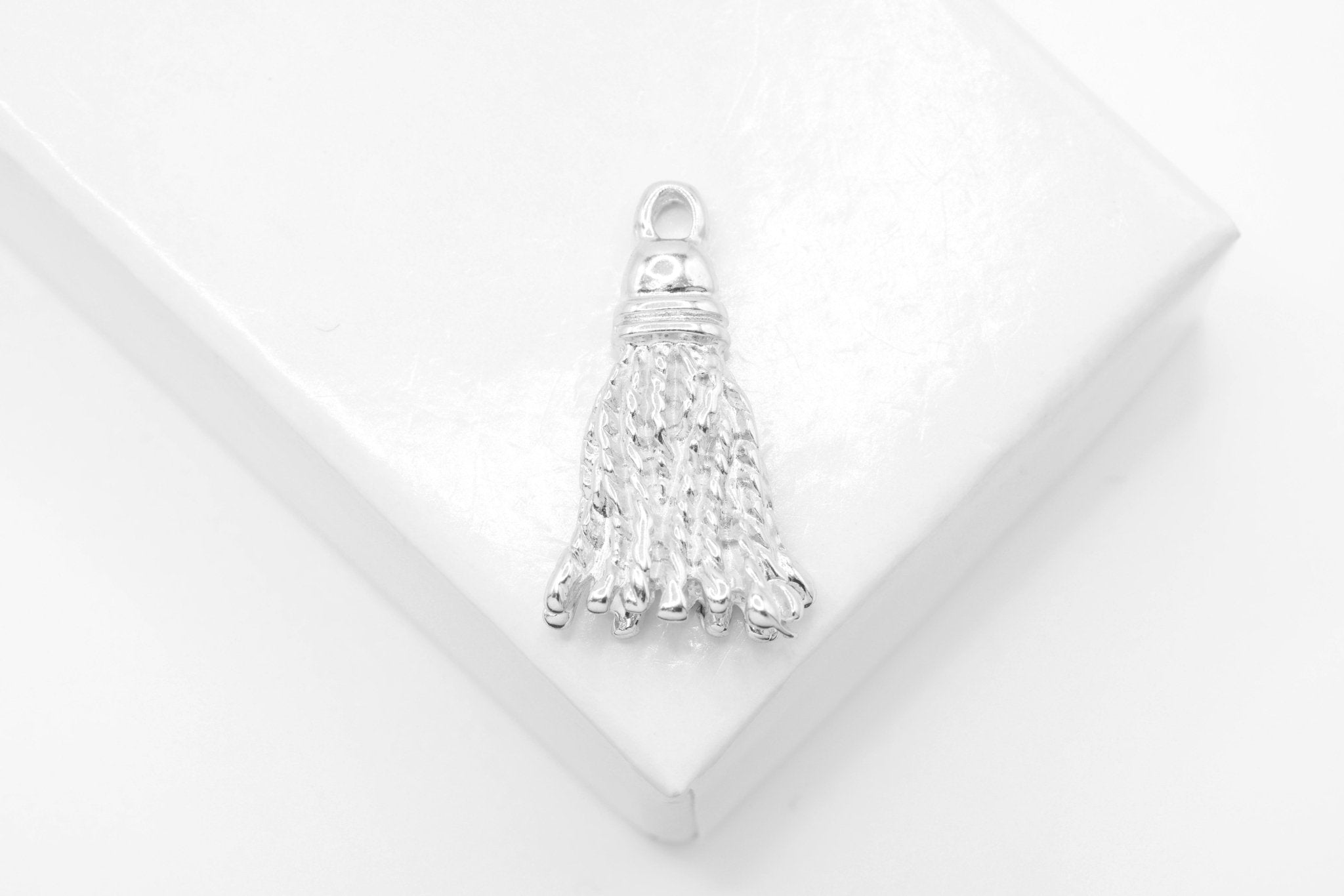 Tassel Charm, Wholesale, 925 Sterling Silver, 19mm x 10mm, Tassel Decoration Graduation - HarperCrown