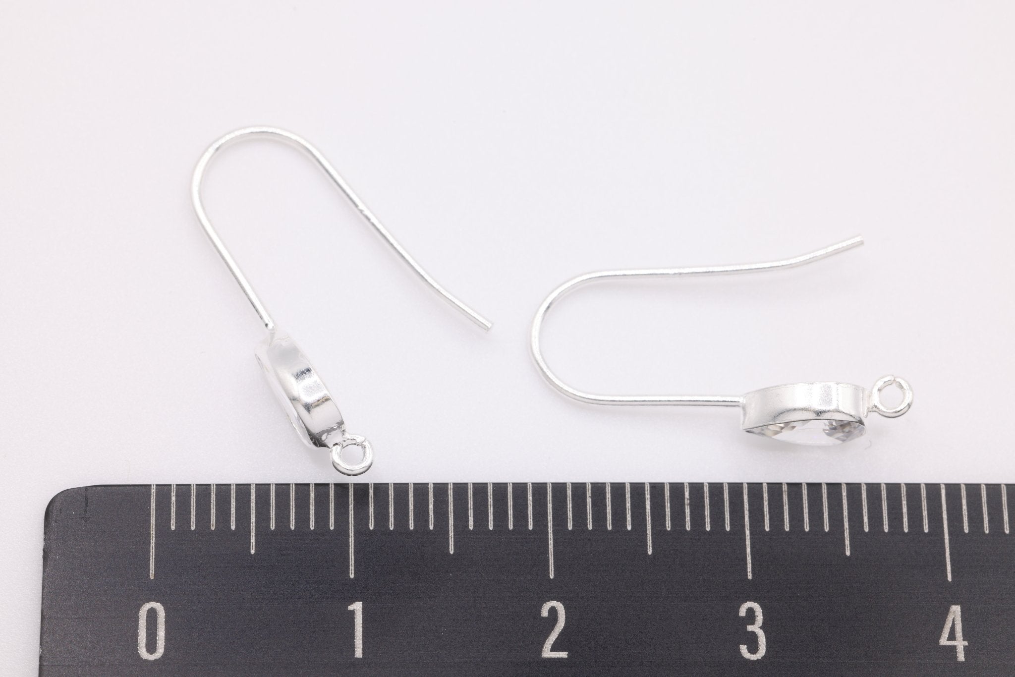 Teardrop CZ Hook Ear Wire Earrings, 4mm x 6mm, Sterling Silver - HarperCrown