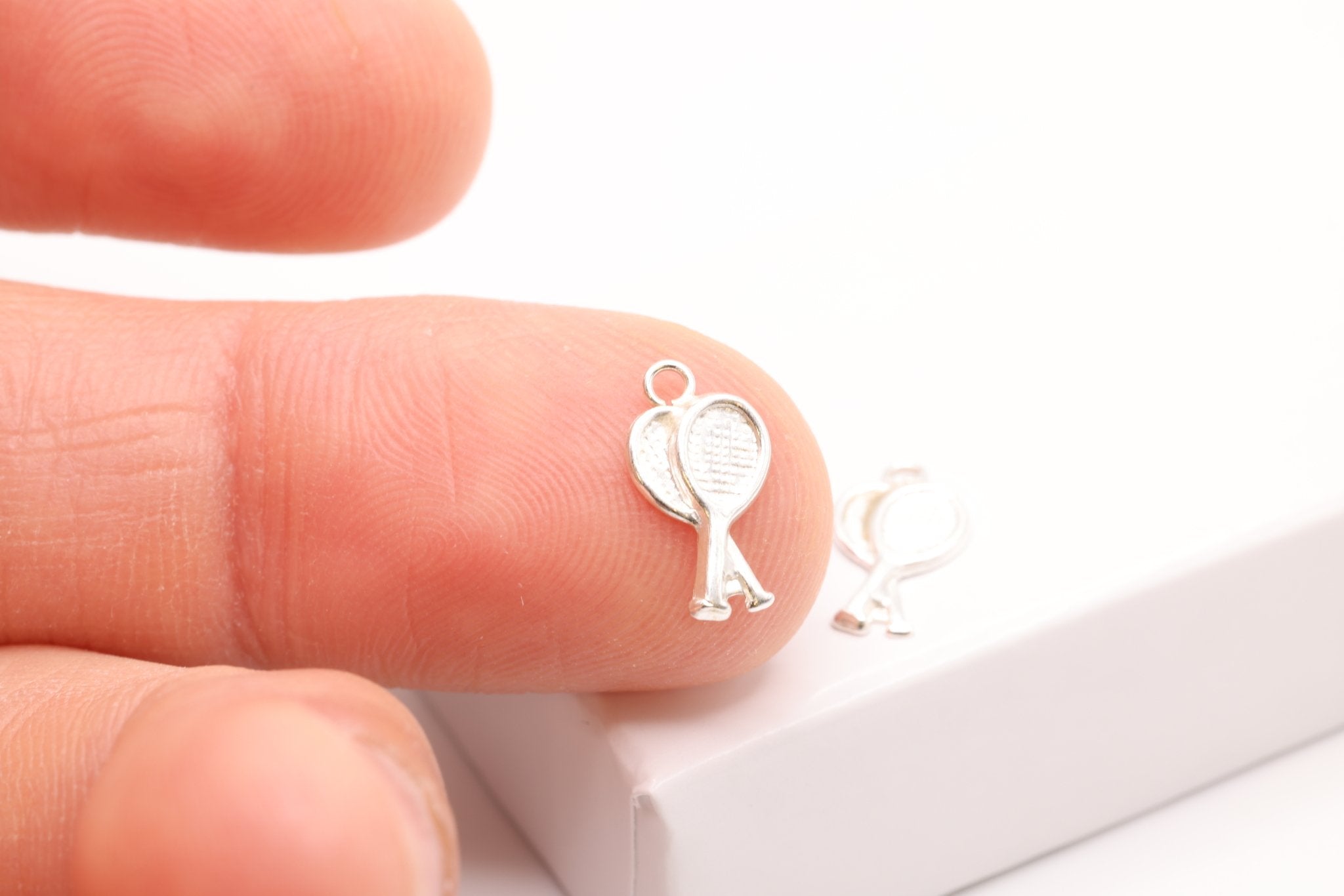 Tennis Racket Charm, 925 Sterling Silver, 11mm x 6mm, Small Pair of Tennis Rackets Charm, Bulk DIY Wholesale Jewelry Making Charm - HarperCrown