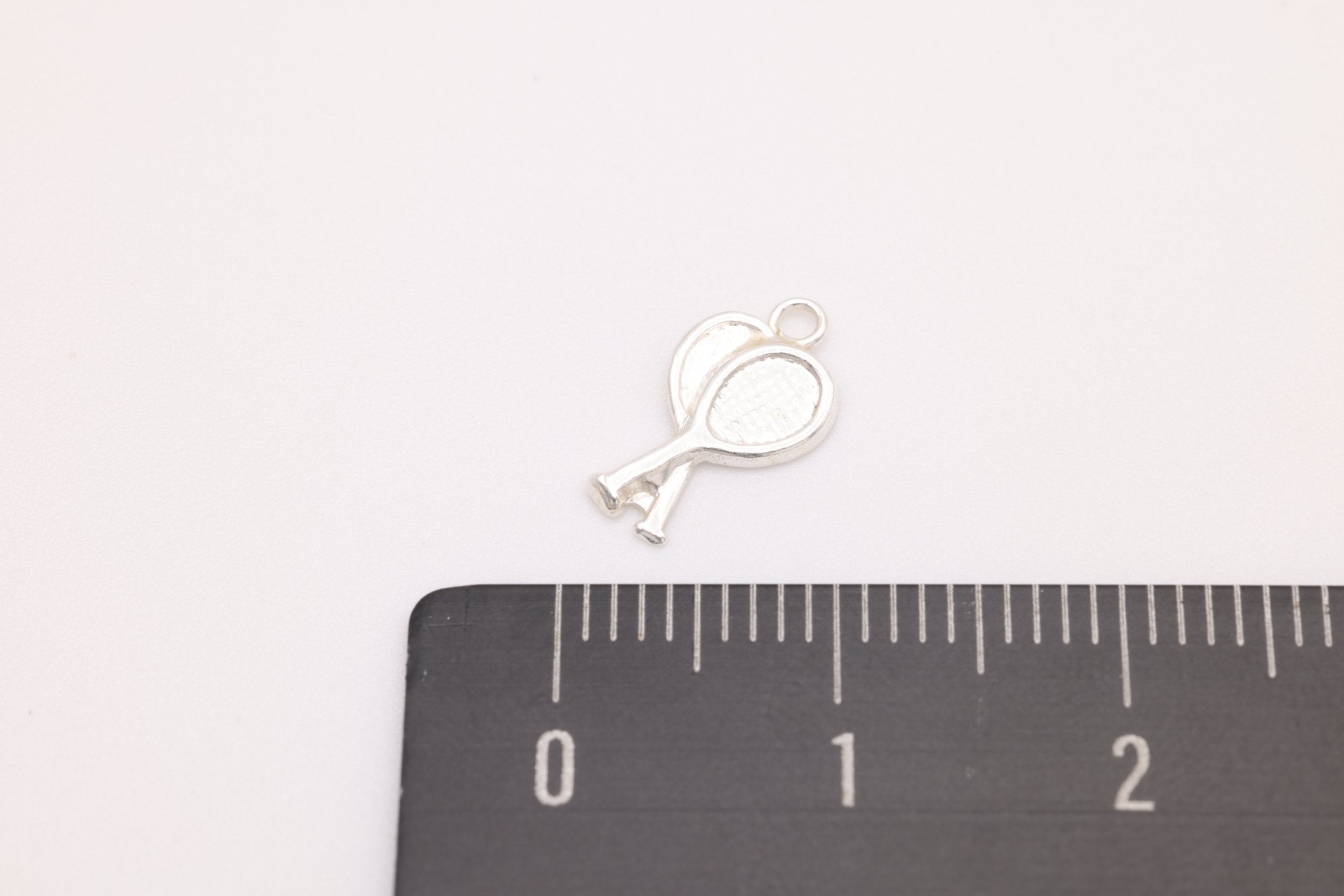 Tennis Racket Charm, 925 Sterling Silver, 11mm x 6mm, Small Pair of Tennis Rackets Charm, Bulk DIY Wholesale Jewelry Making Charm - HarperCrown
