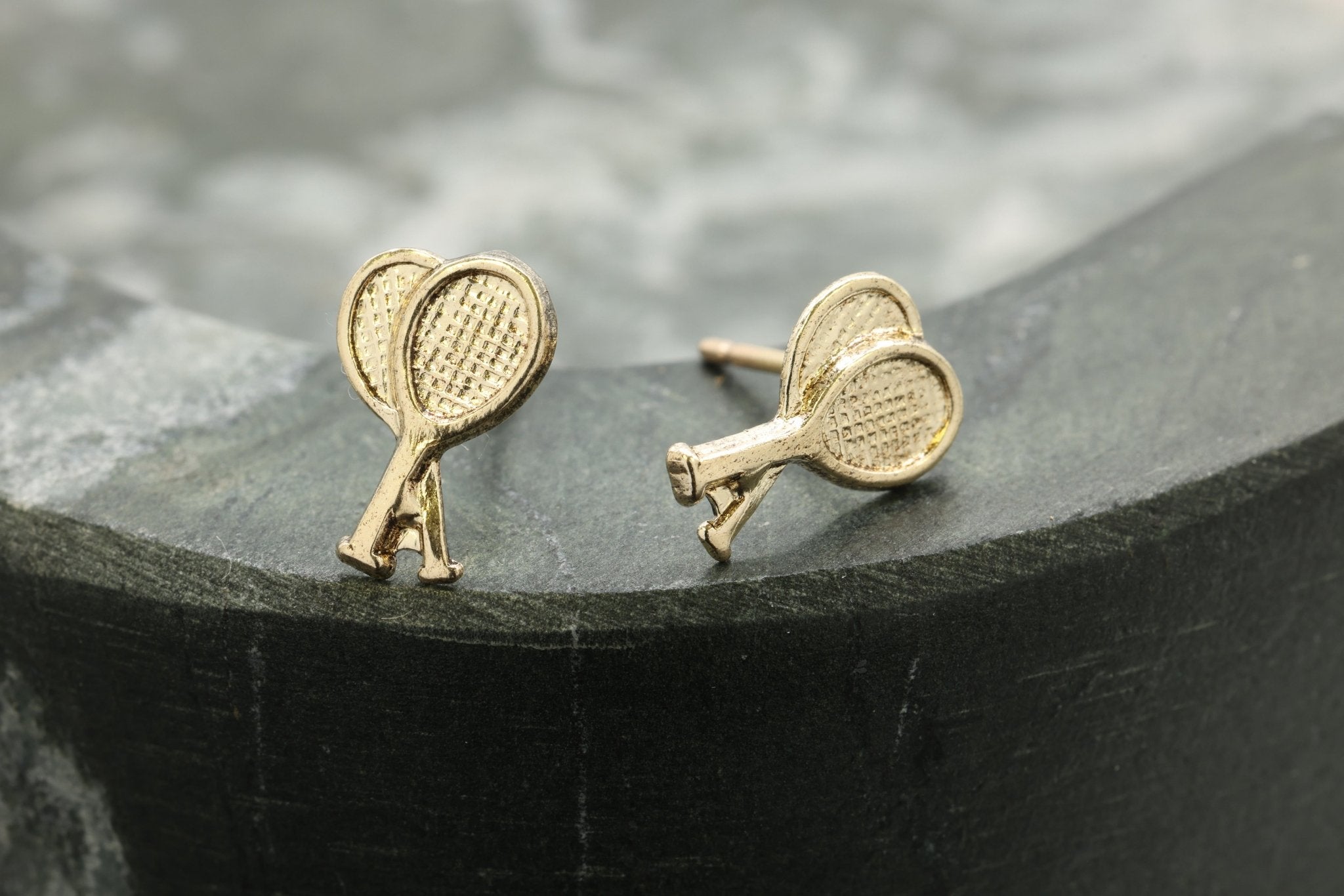 Tennis Racket Stud Earring, 14/20 Gold - Filled, 8mm x 5mm, Wholesale, Dainty Minimalist Jewelry Earrings - HarperCrown