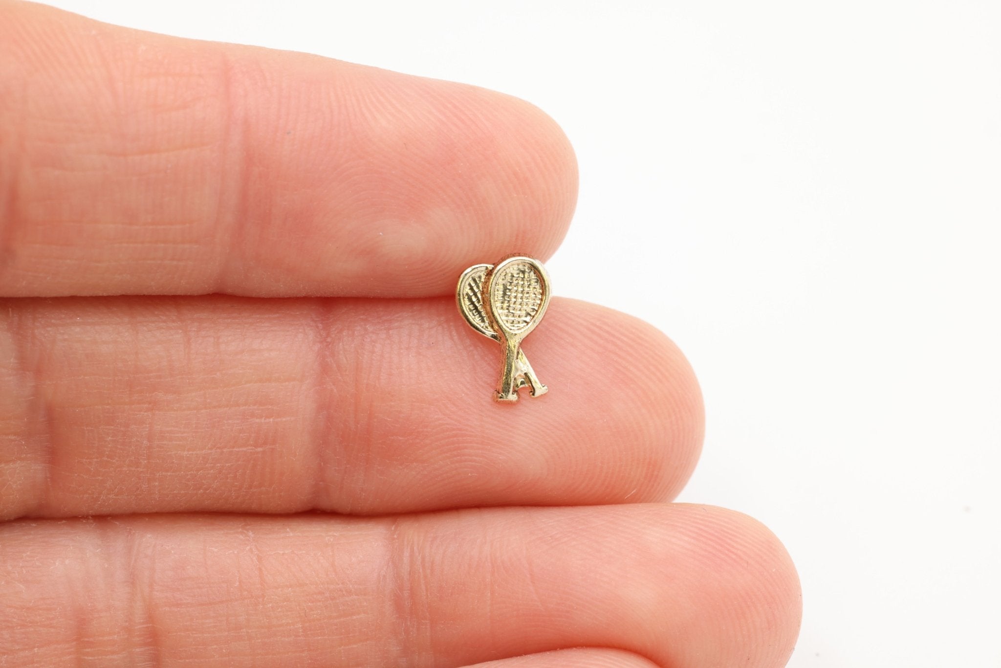 Tennis Racket Stud Earring, 14/20 Gold - Filled, 8mm x 5mm, Wholesale, Dainty Minimalist Jewelry Earrings - HarperCrown