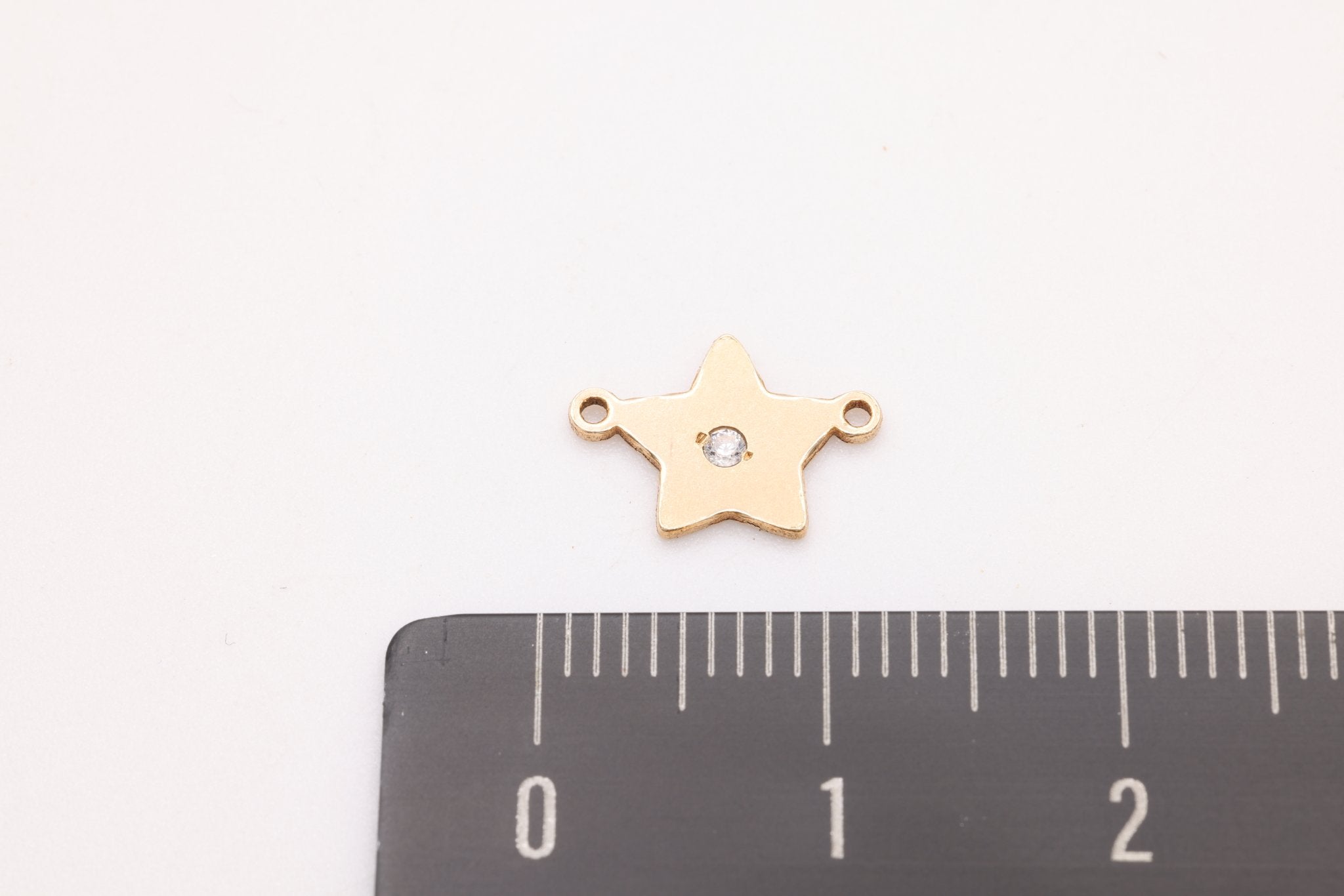 The CZ Star Connector Charm, Gold - Filled, 11mm x 7mm, Bulk DIY Wholesale Jewelry Making Charm - HarperCrown