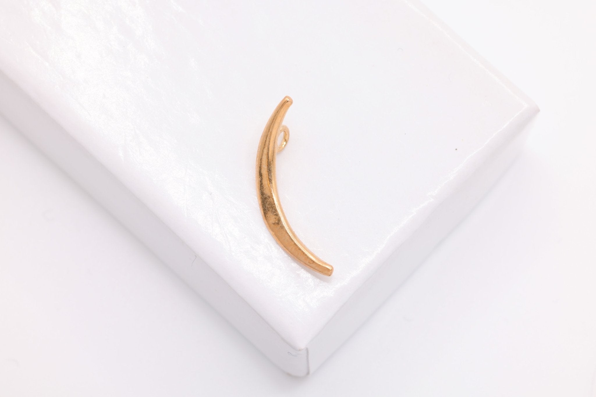 Thin Crescent Moon Charm, Wholesale, 18K Rose Gold - Plated 925 Sterling Silver, 17mm x 6mm - HarperCrown