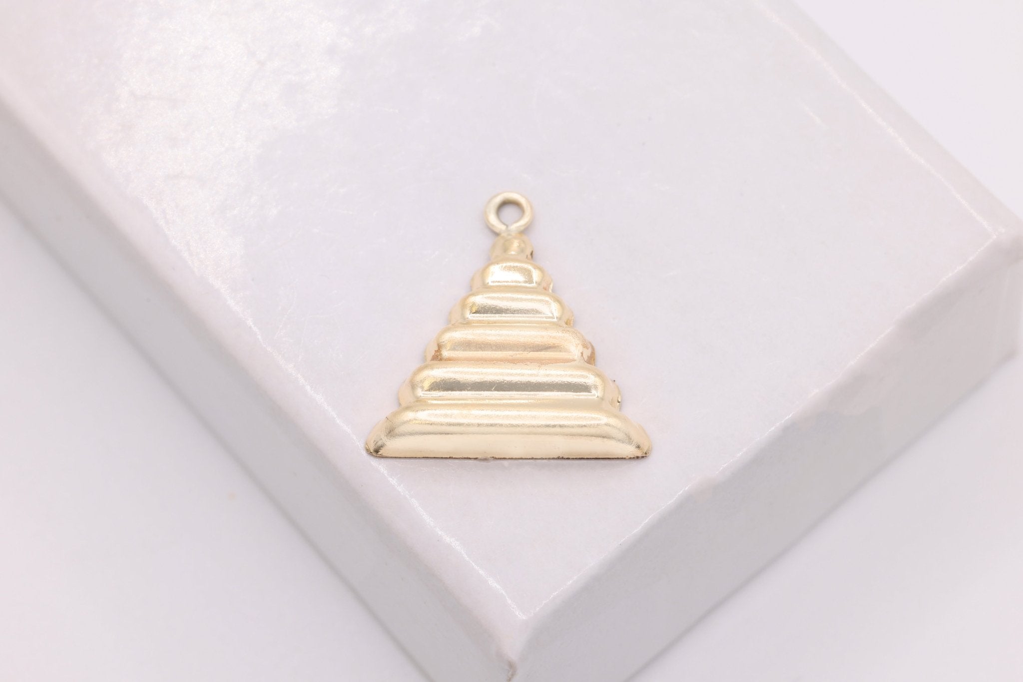Triangle Stacked Pyramid Charm, Wholesale, 14/20 Gold - Filled, 12mm x 12mm - HarperCrown
