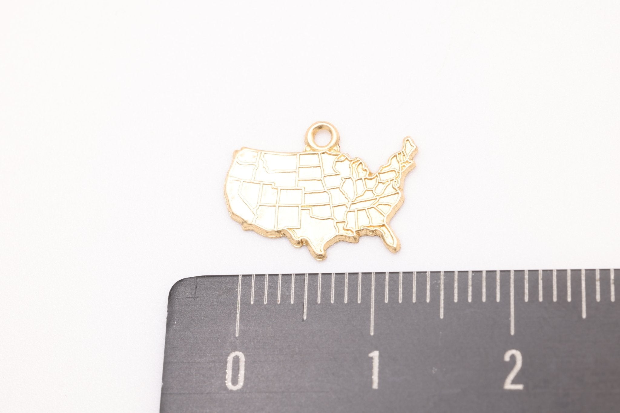 United States Map Charm, Gold - Filled, 15mm x 10mm, USA States, Bulk Wholesale Jewelry Making Charm - HarperCrown