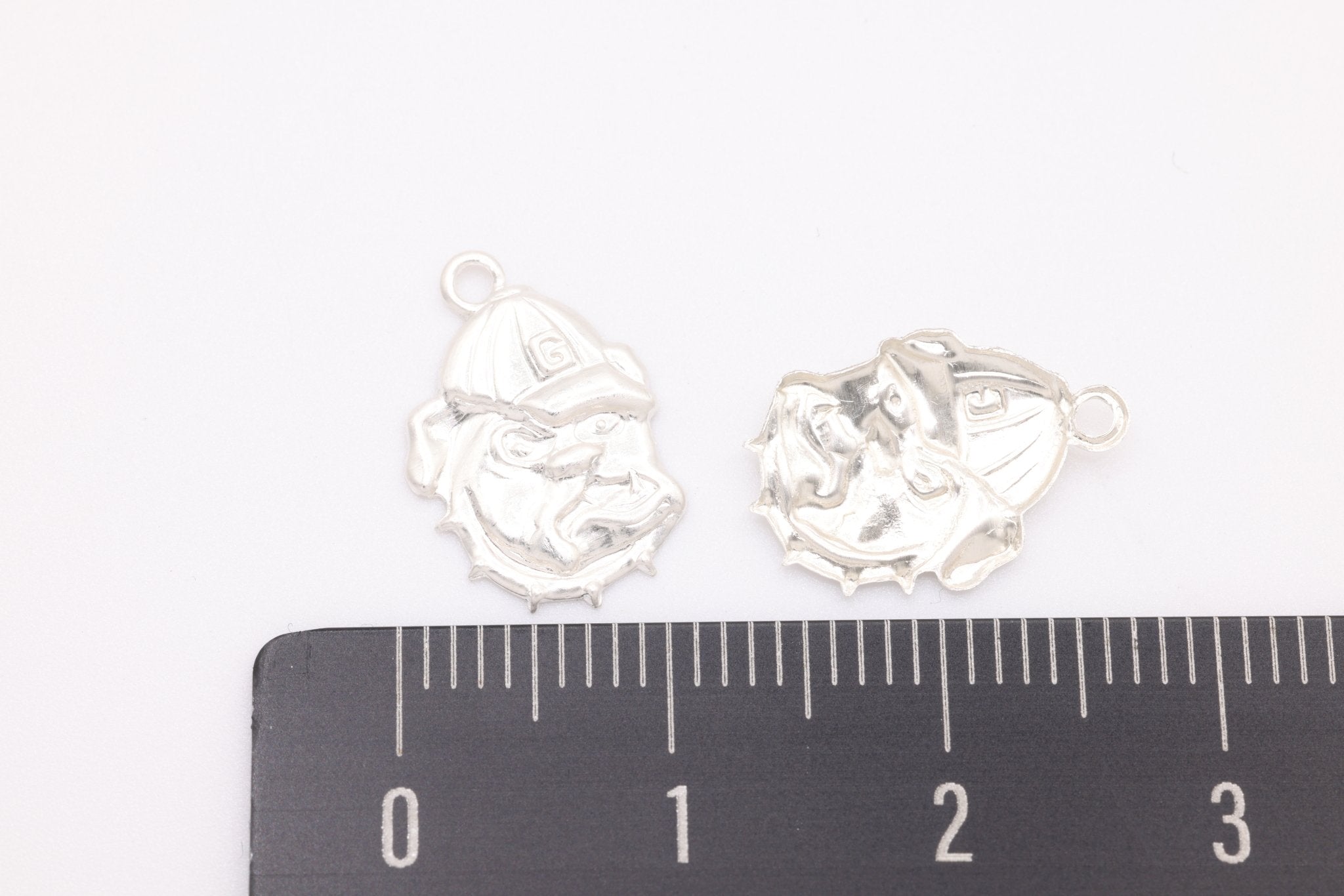 University of Georgia Bulldog Charm, Sterling Silver, 14mm x 9mm, Bulk DIY Wholesale Jewelry Making Charm - HarperCrown