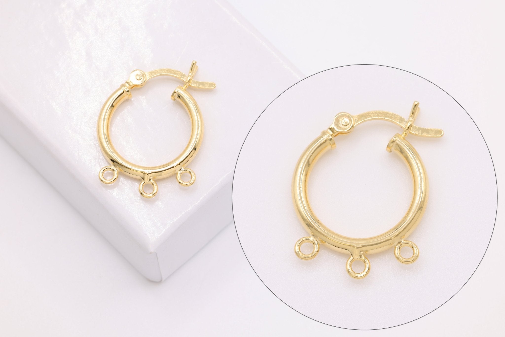 Vermeil Flex Hoop Earring, 3 Open Ring - HarperCrown