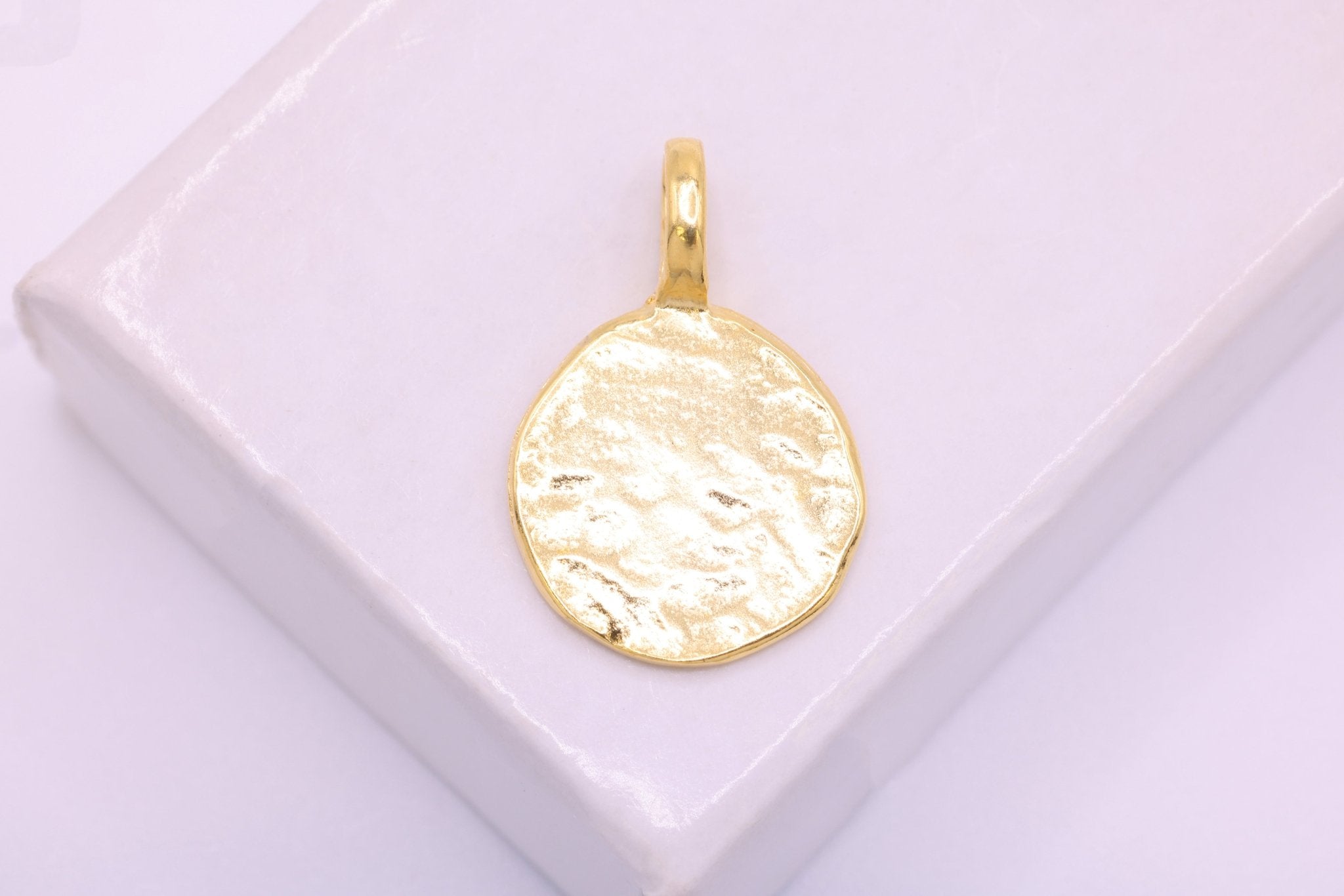 Vermeil Gold Round Blank Disc Charm Attached Bail - 18k gold plated over sterling silver,blank disc, Gold stamping disc, Rose Gold disc, 97 - HarperCrown