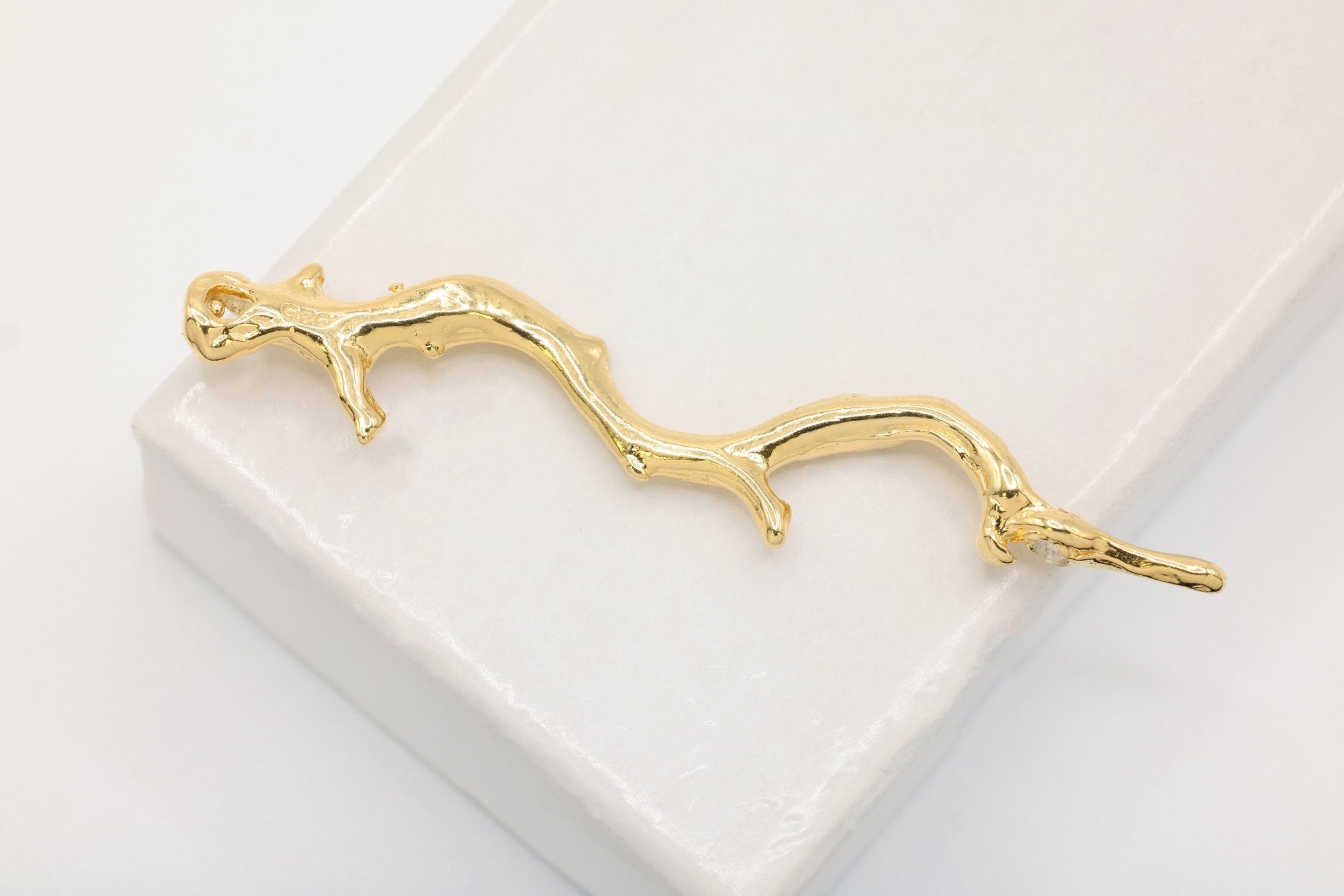 Vermeil Gold Twig Branch Connector Pendant - 18k gold over 925 sterling silver branch charm connector, branch connector, large branch - HarperCrown