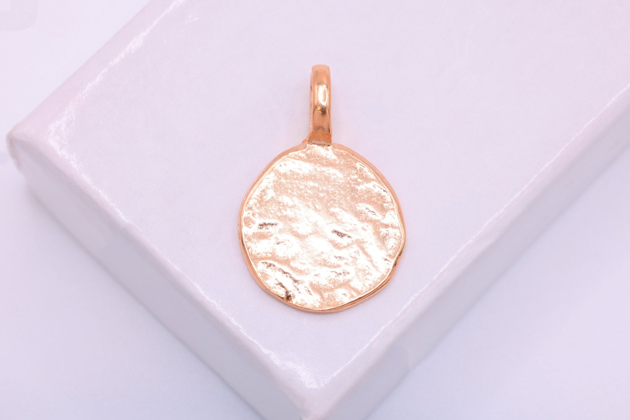 Vermeil Rose Gold Blank Disc - 18k gold plated Sterling Silver, Stamping Discs, Gold Round Charms, Single Add on Disc, Round Disc Charm, 97 - HarperCrown