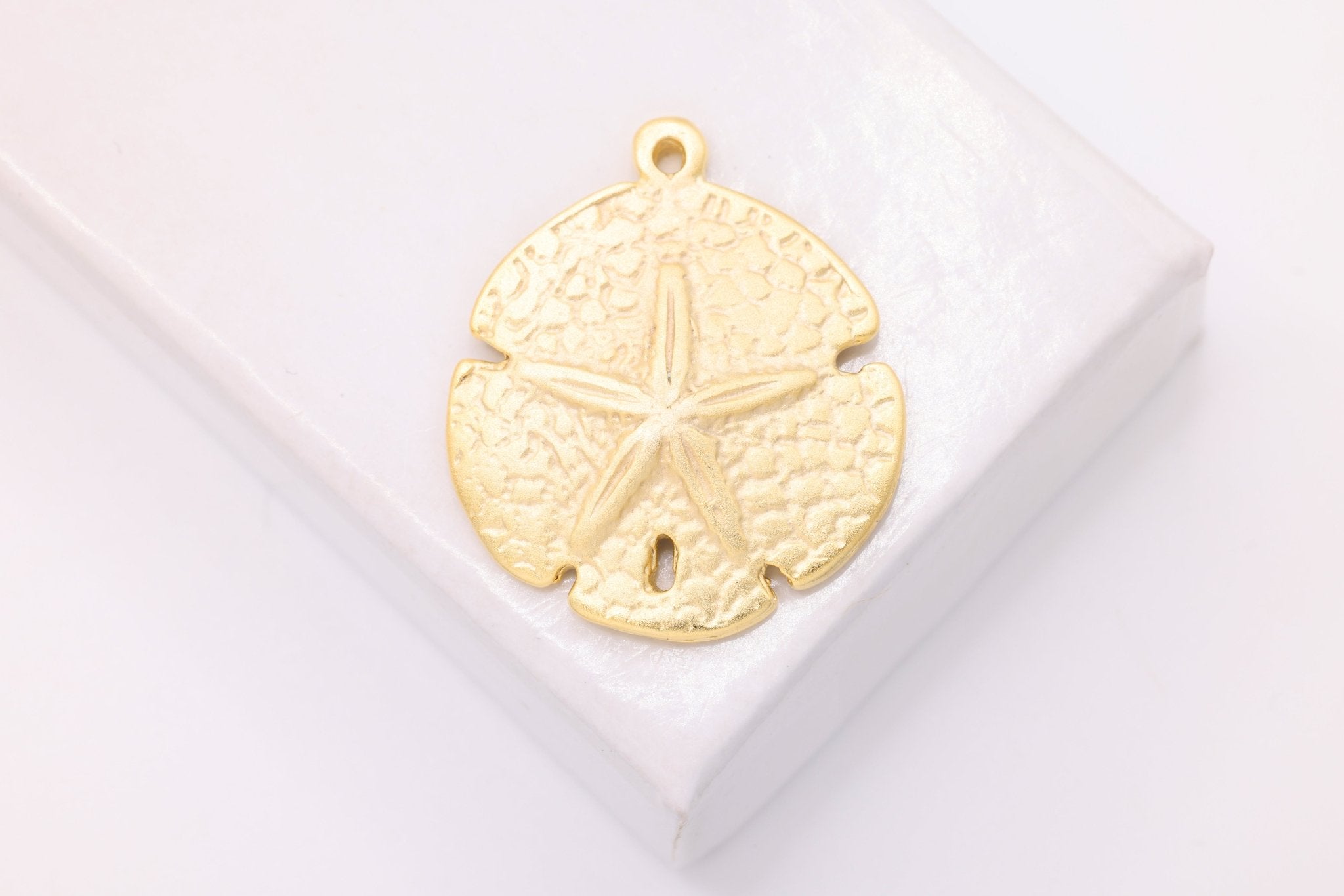 Vermeil Sand Wholesale Dollar Charms - 18k gold over sterling silver, Matte Sand Dollar, Nautical Beach themed Charms 134 - HarperCrown