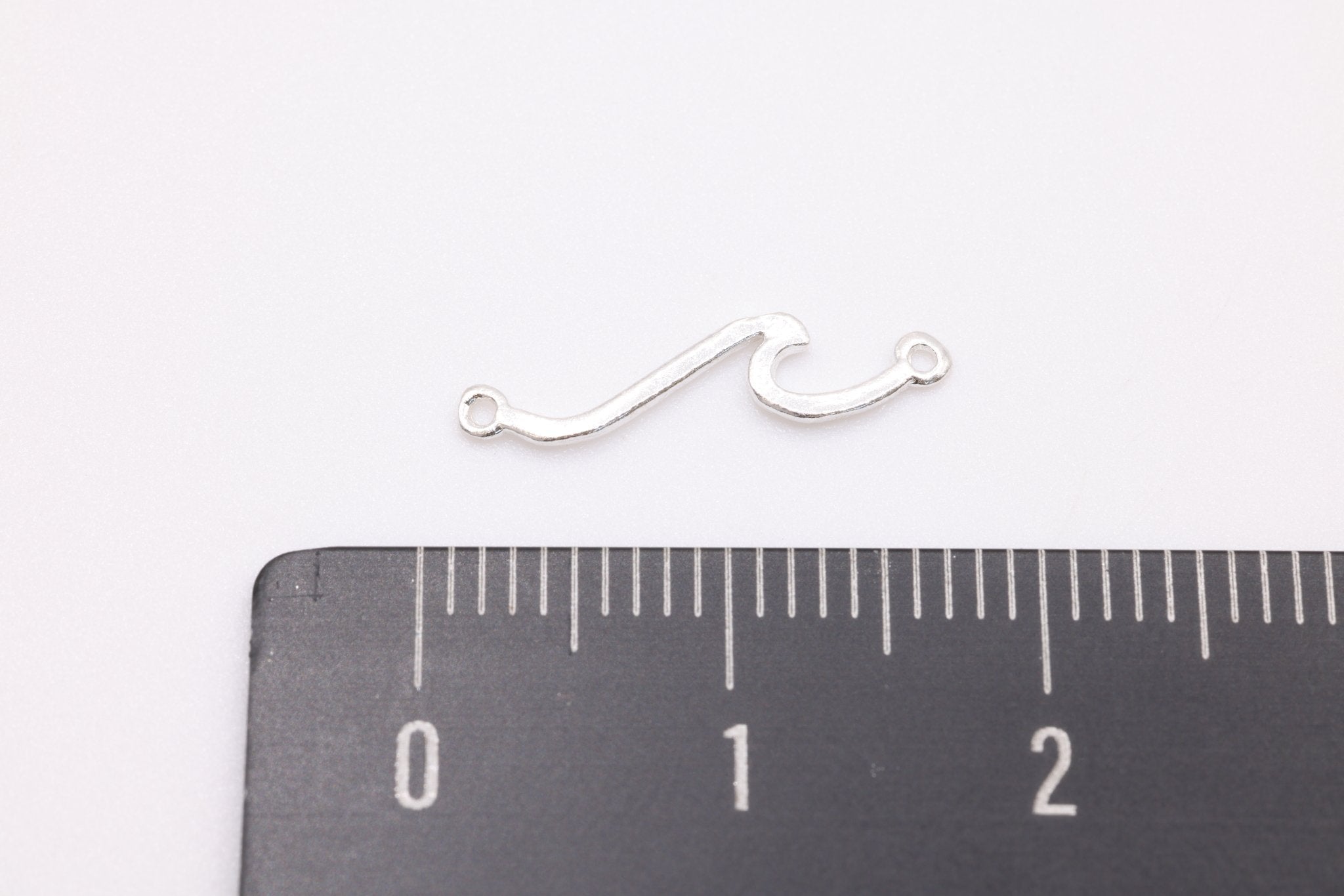 Wave Connector Charm, 925 Sterling Silver, 16mm x 4mm, Bulk Jewelry Making Charms - HarperCrown