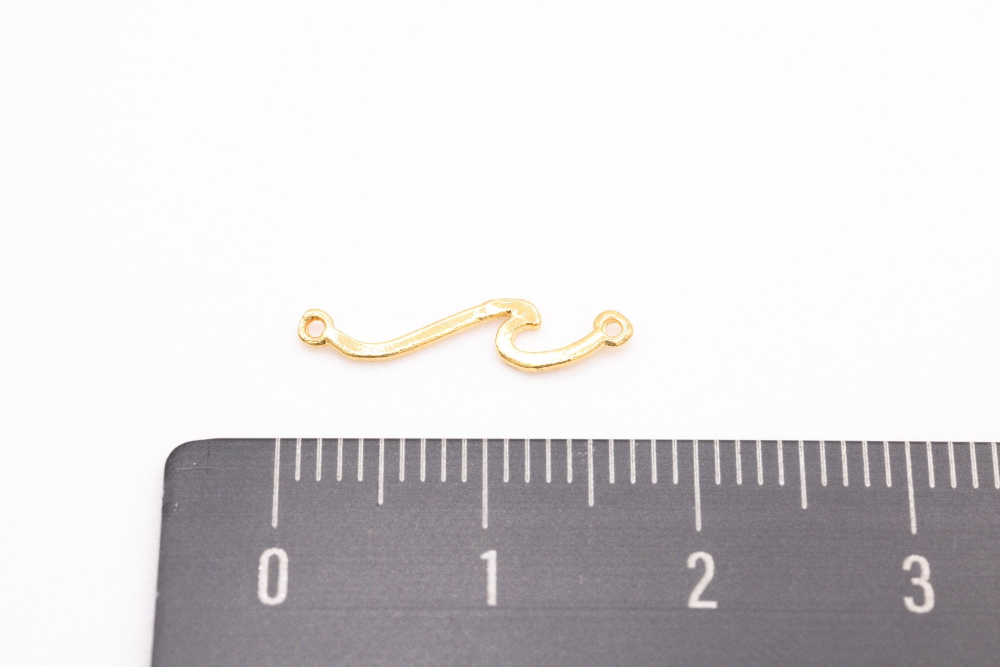 Wave Connector Charm, Gold - Plated Silver, 16mm x 4mm, Bulk Jewelry Making Charms - HarperCrown