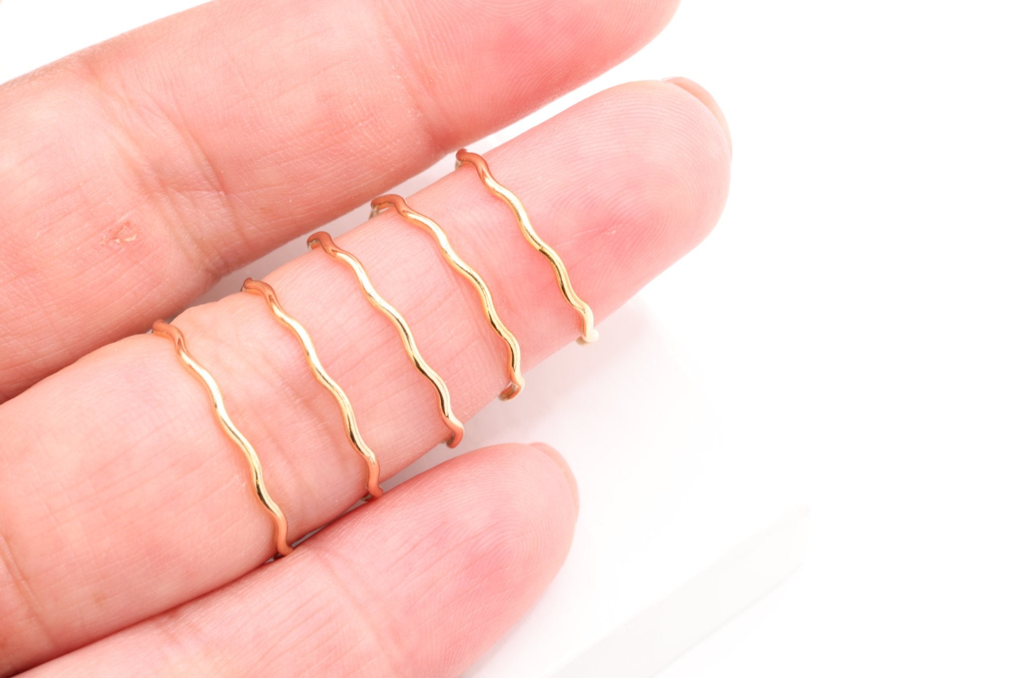 Wavy Ring, 14K Gold - Filled, Dainty Stacking Wavy Ring, Wholesale Bulk DIY Jewelry Making Charms - HarperCrown
