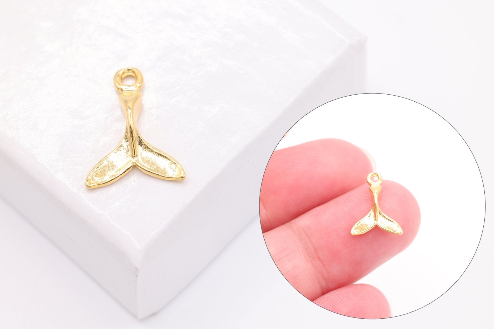 Whale Tail Charm Wholesale 14K Gold, Solid 14K Gold, G180 - HarperCrown