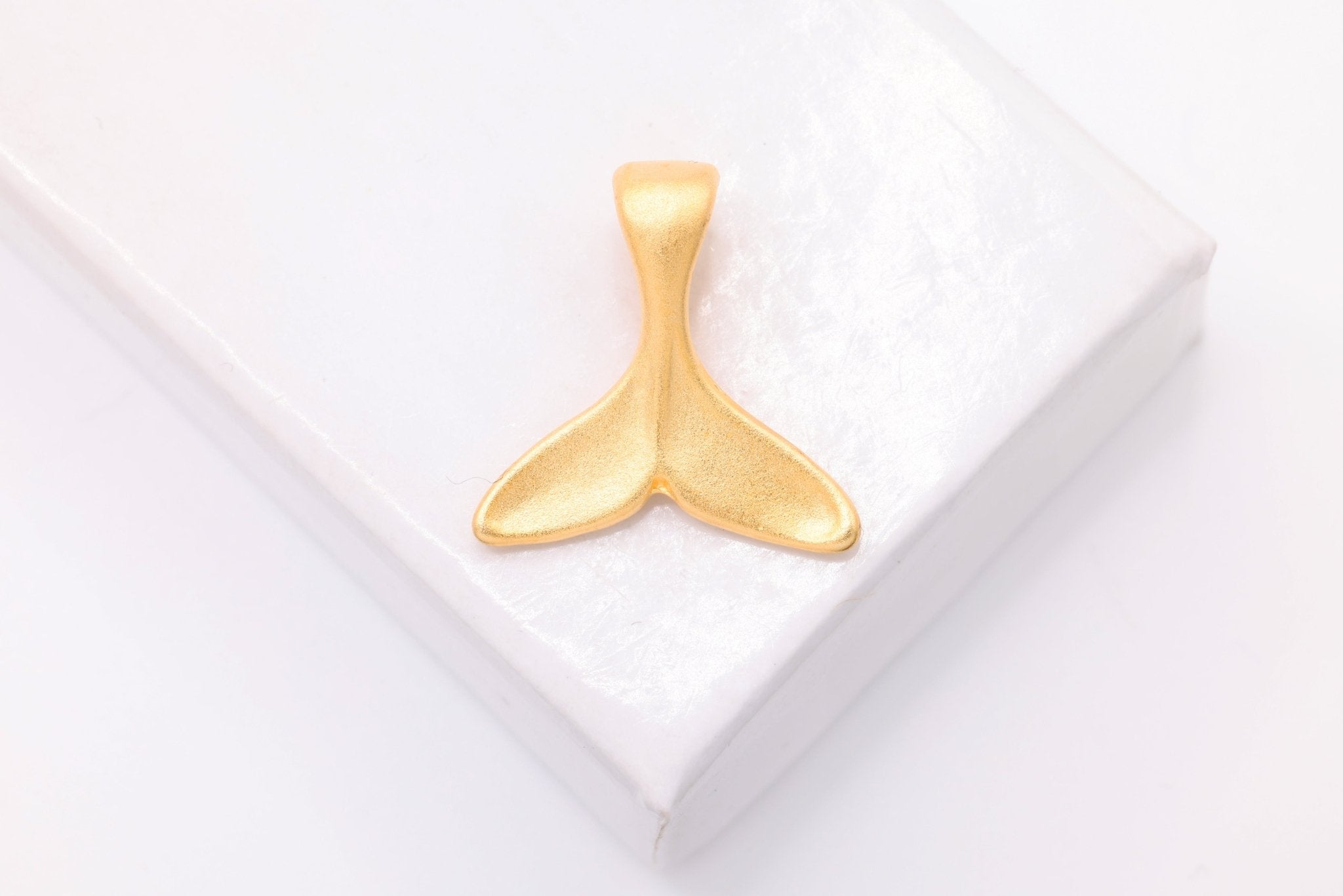 Whale Tail Charm, Wholesale, 18K Matte Gold - Plated 925 Sterling Silver, 16mm x 15mm, Dolphin Fin Tail - HarperCrown