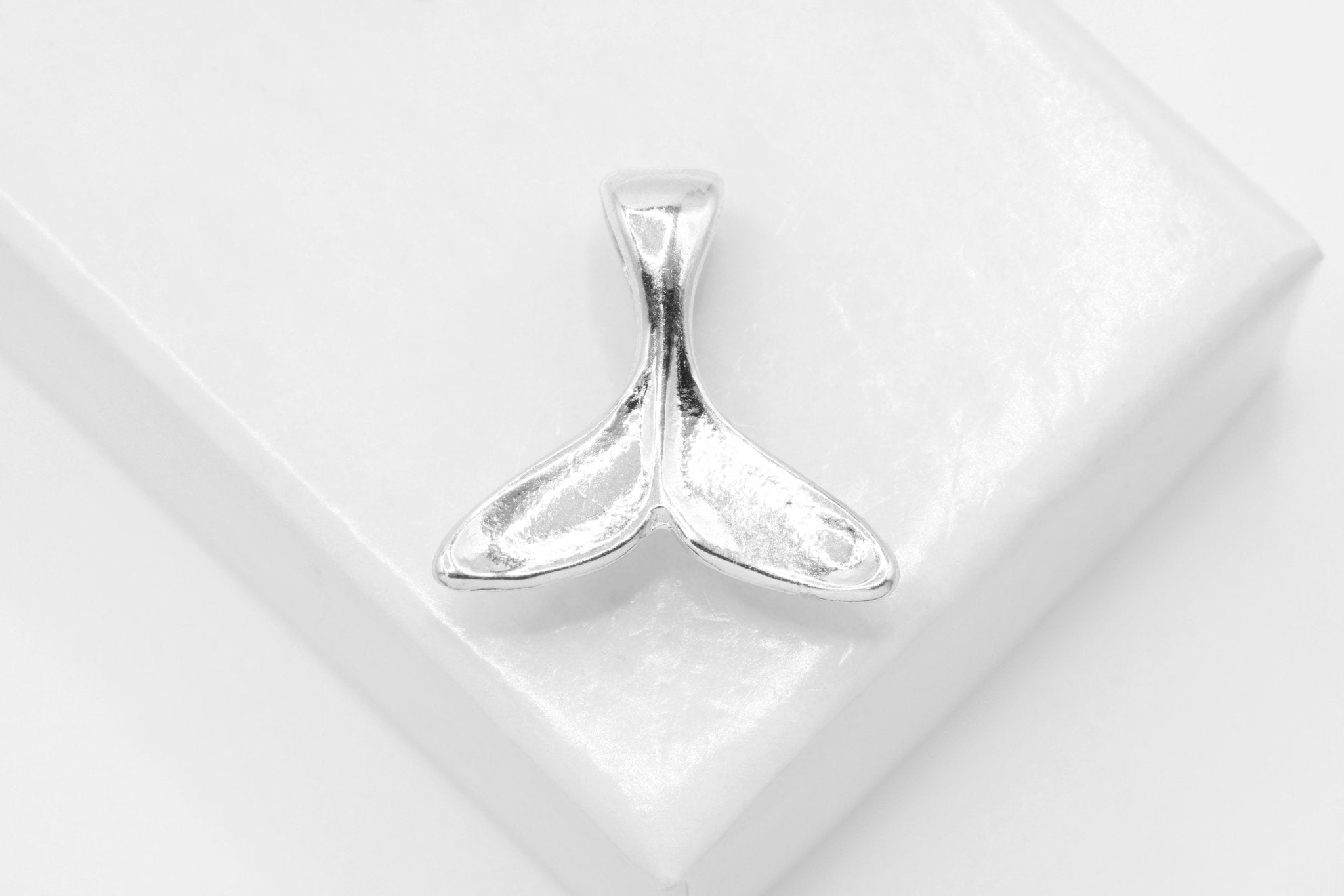 Whale Tail Charm, Wholesale, 925 Sterling Silver, 16mm x 15mm, Dolphin Fin Tail - HarperCrown