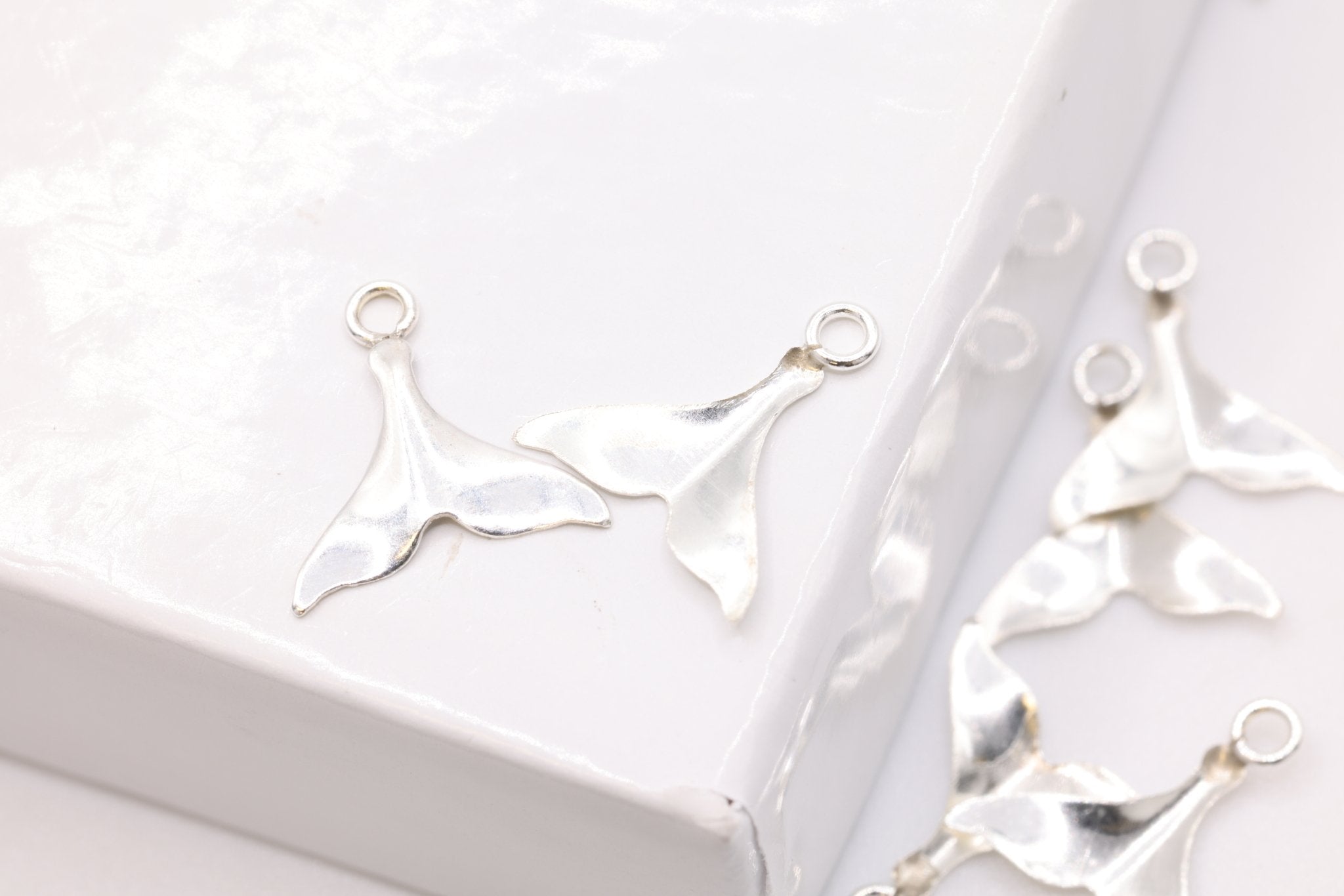 Whale Tail Wholesale Charm, 925 Sterling Silver, 10mm x 10mm, Permanent Bulk Jewelry Making Charms - HarperCrown