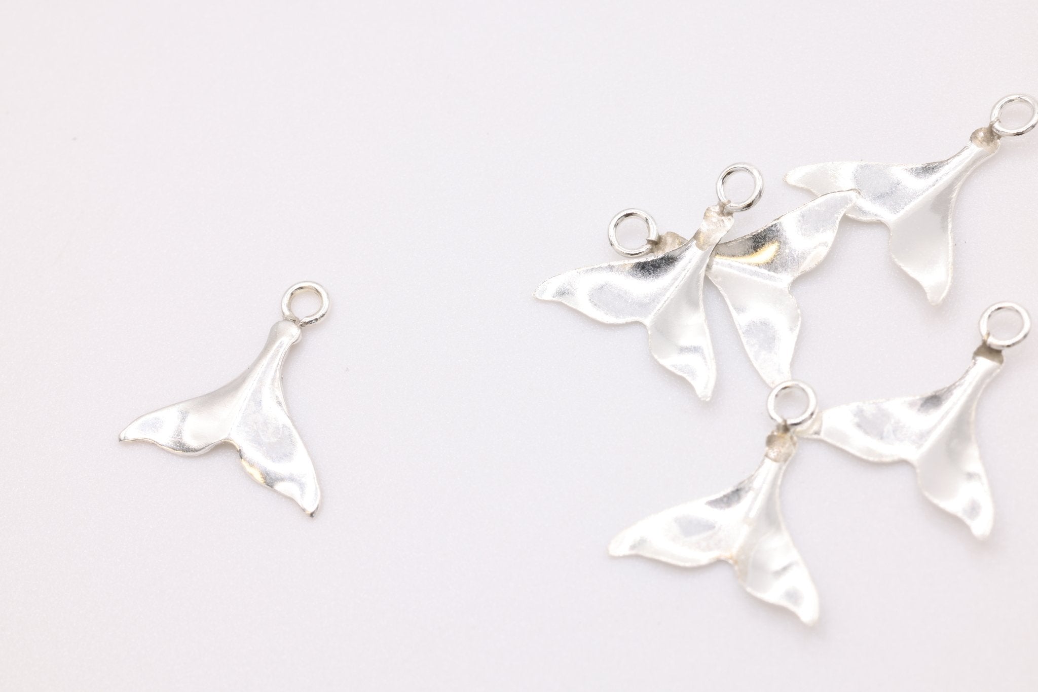 Whale Tail Wholesale Charm, 925 Sterling Silver, 10mm x 10mm, Permanent Bulk Jewelry Making Charms - HarperCrown