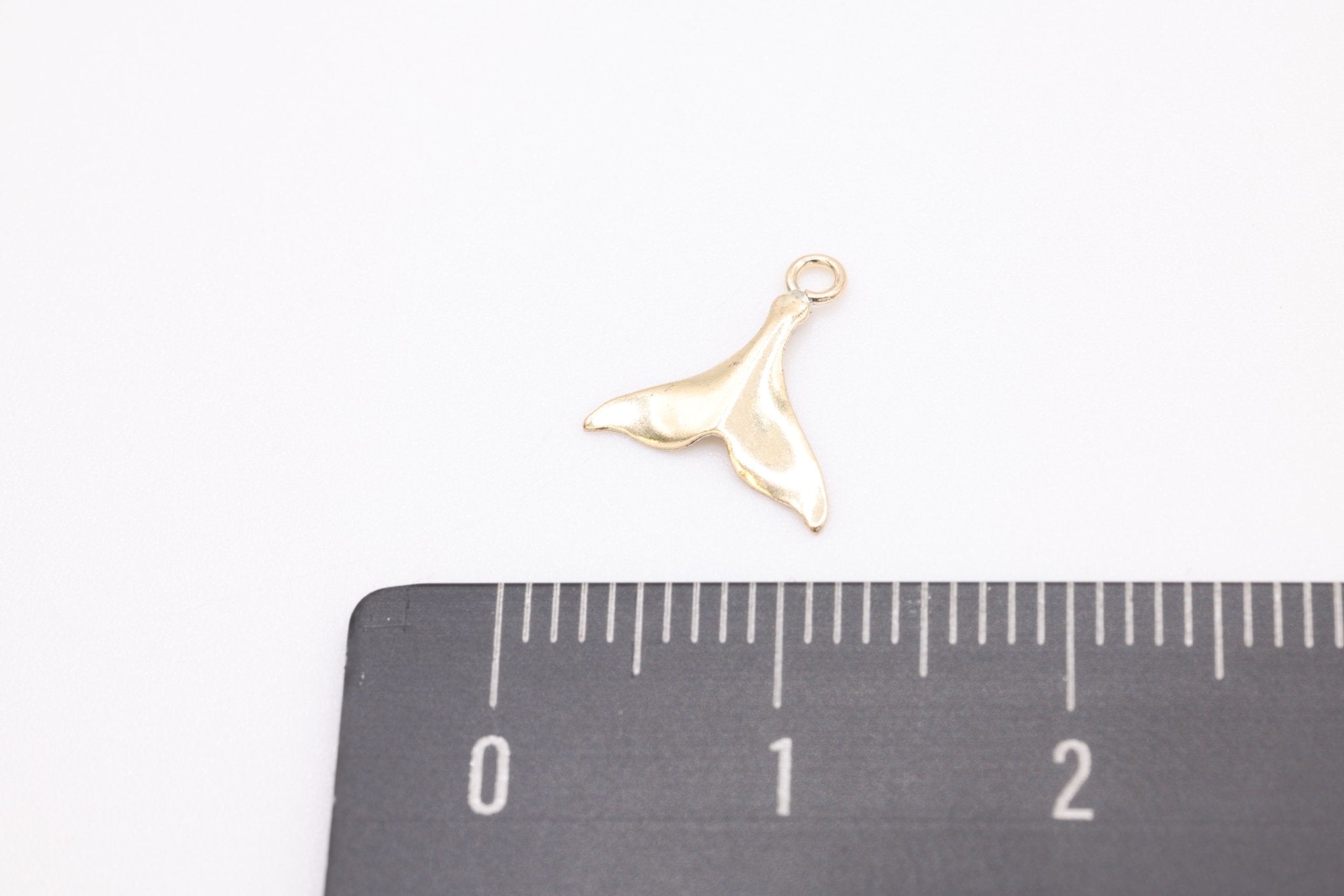 Whale Tail Wholesale Charm, Gold - Filled, 10mm x 10mm, Permanent Bulk Jewelry Making Charms - HarperCrown