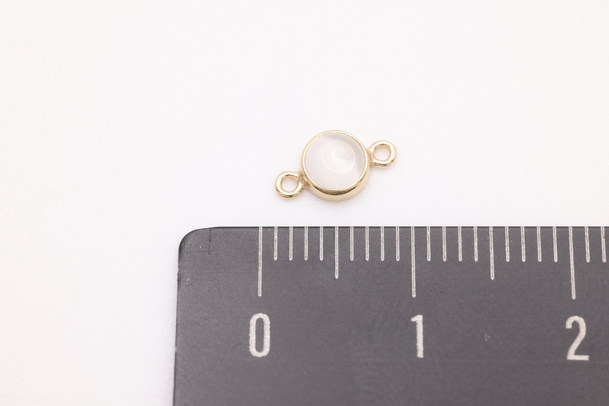White Cat's Eye Stone Connector Charm, Gold - Filled, 8mm x 4.5mm, Cat's - Eye Gemstone Charm, Bulk DIY Wholesale Jewelry Making Charm - HarperCrown