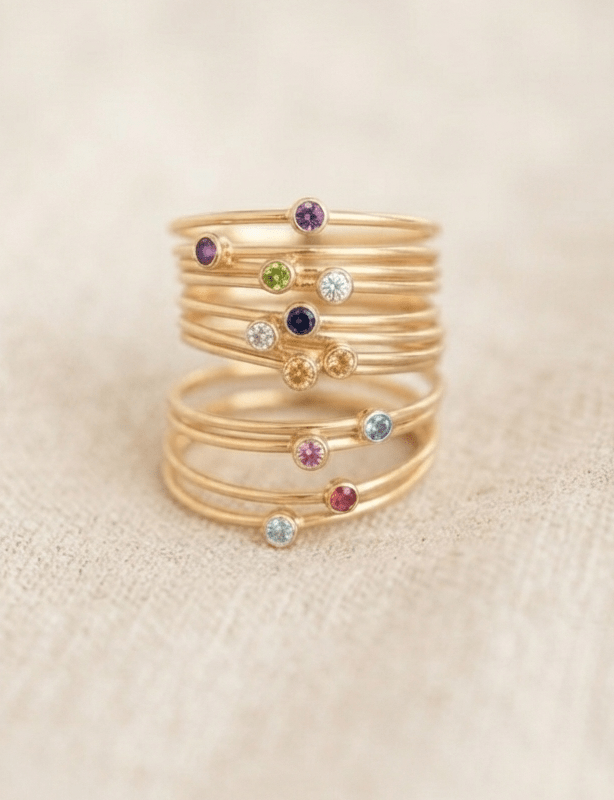 Wholesale Birthstone Stacking Ring/ Minimal Ring/ Custom Ring/ Birthstone Jewelry/ 14k Gold Filled Ring/ Midi Ring/ Everyday Ring/ Birthstone Ring/Shiny Yellow - HarperCrown