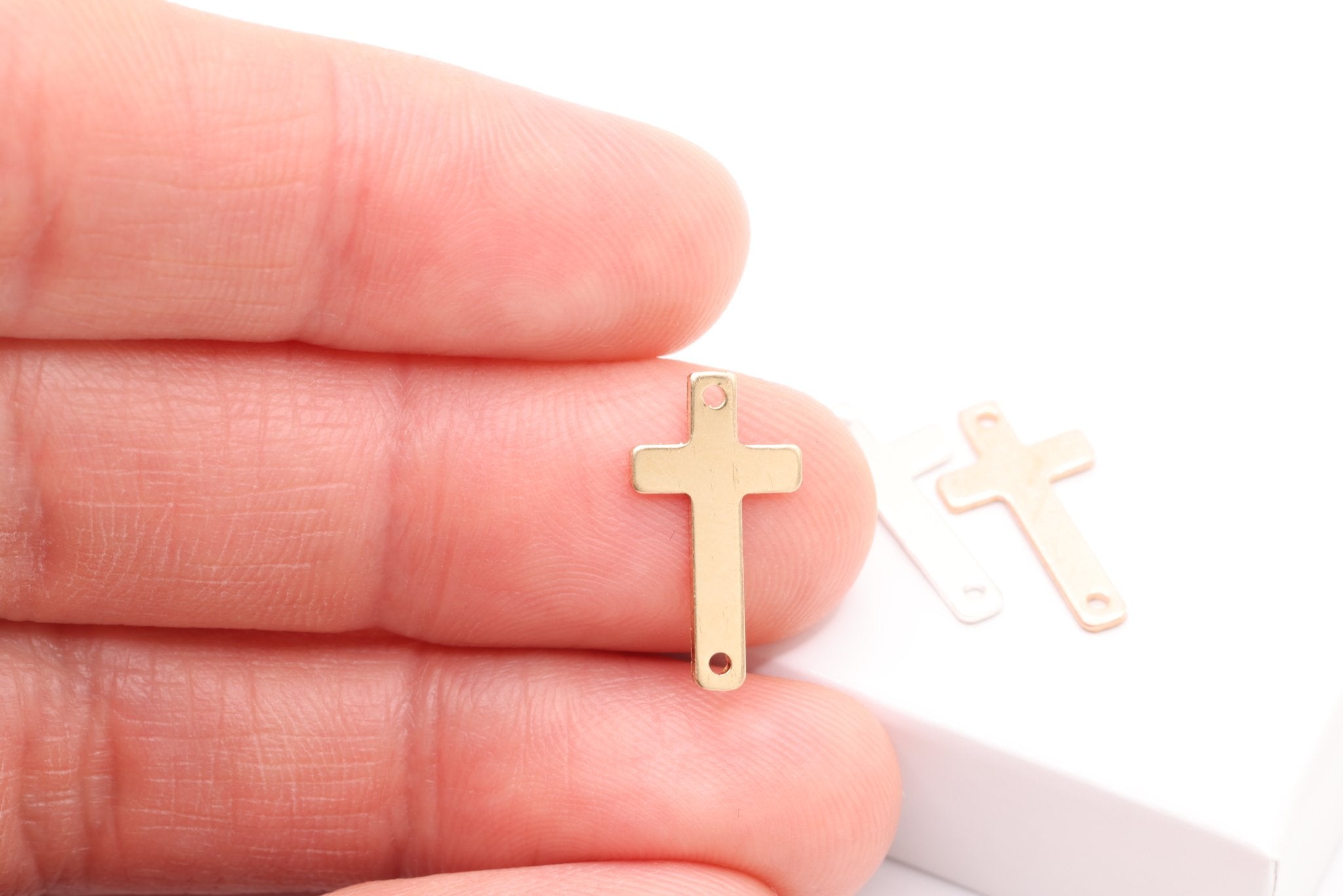 Wholesale Cross Link Connector Charm, 14K Gold-Filled or Sterling Silver, 20ga Sideways Cross Blank - HarperCrown