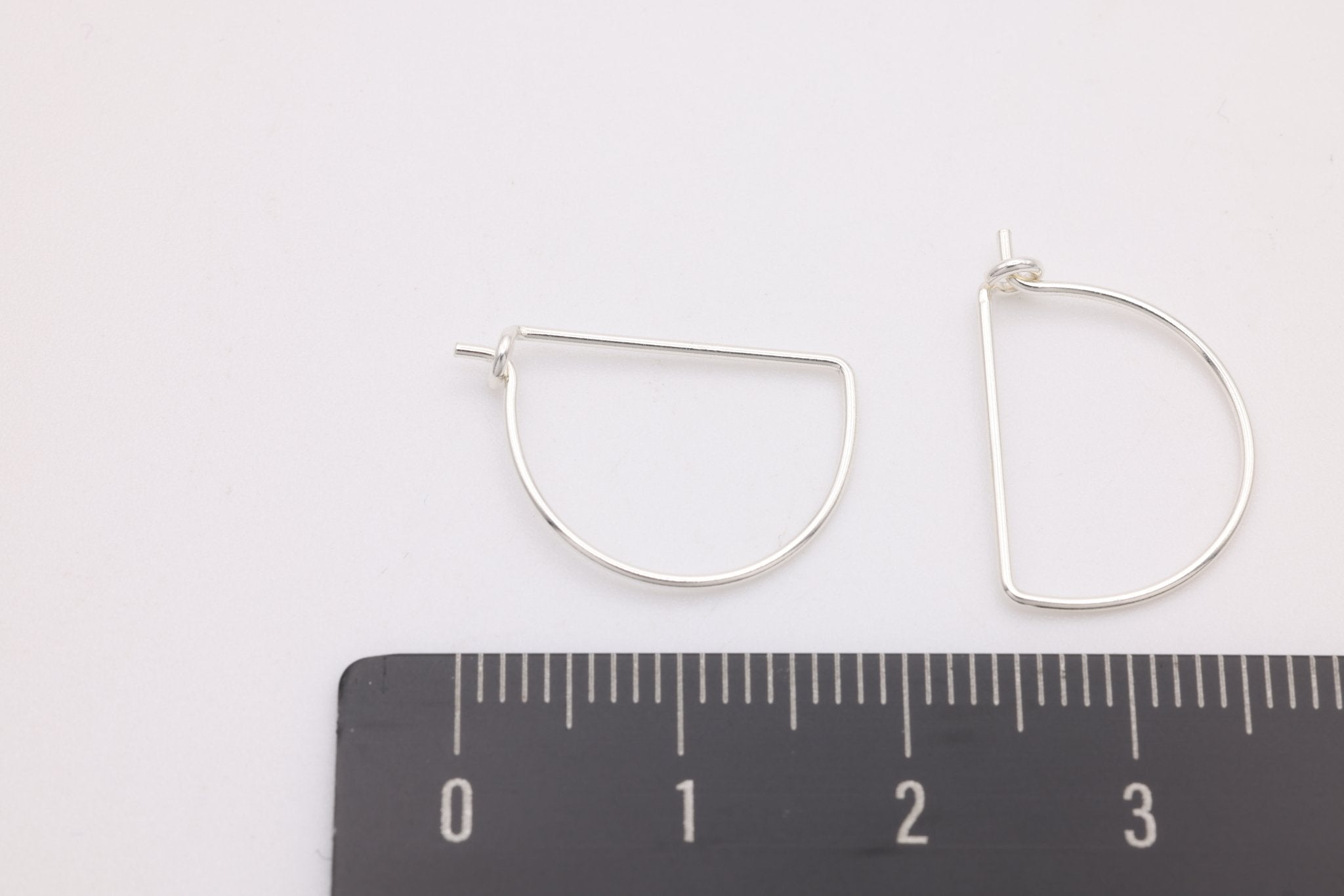 Wire Arch Beading Hoop Earrings, 925 Sterling Silver, 16mm x 12mm, Minimalist Delicate, Wholesale Jewelry Earrings - HarperCrown
