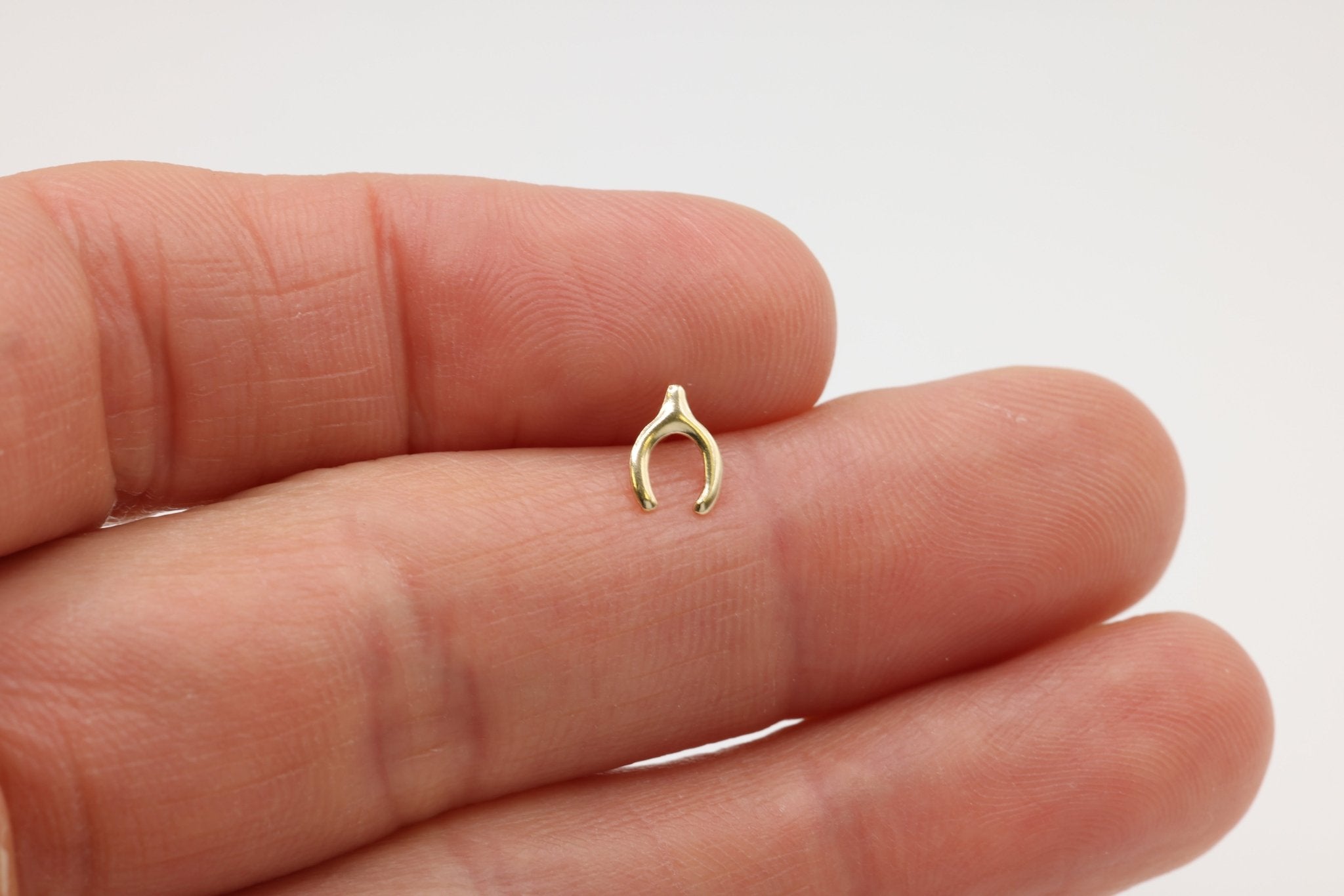 Wishbone Stud Earring, 14/20 Gold - Filled, 8mm x 5mm, Wholesale, Dainty Minimalist Jewelry Earrings - HarperCrown