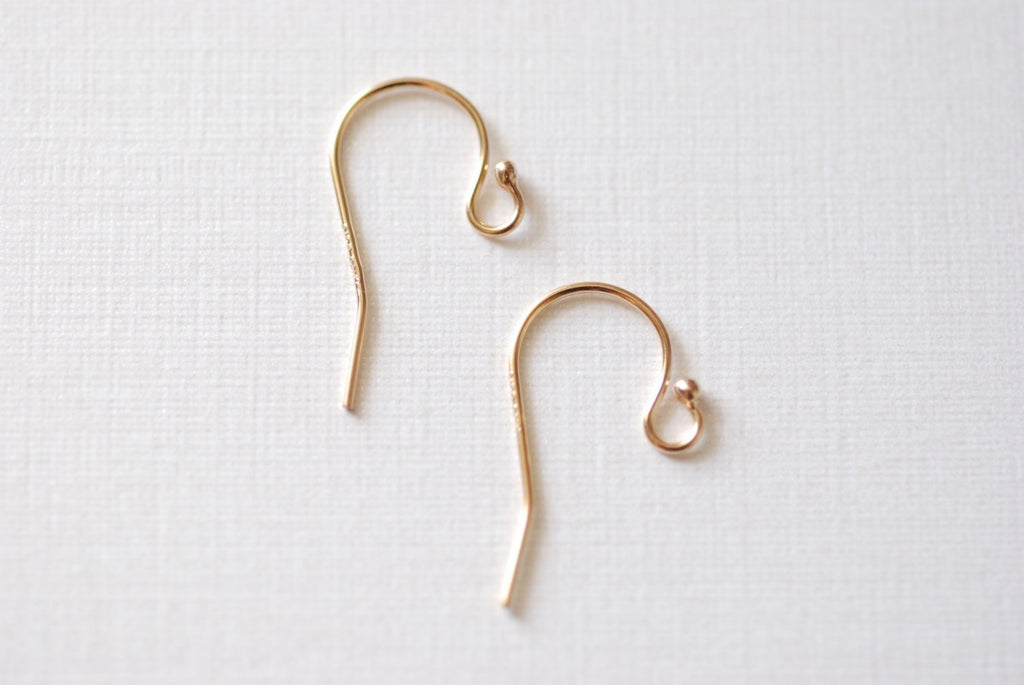 14k Gold Ear Wire Solid Gold French Earring Hooks, Handmade 14k Earwire  Findings