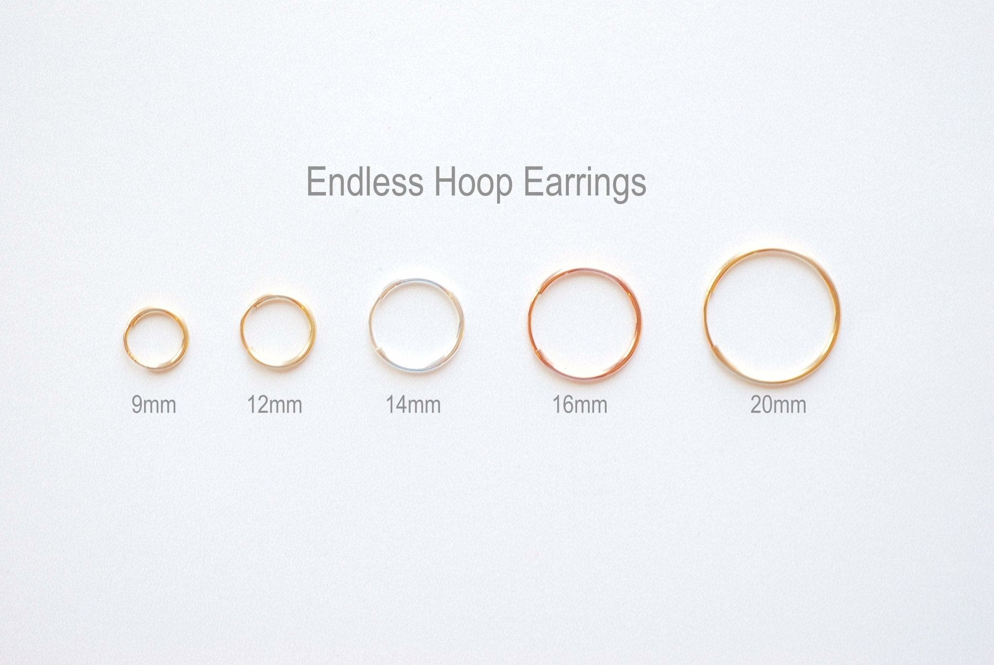 1 pair 14K Gold Filled Endless Hoop Earrings Gold Hoops, 9mm, 12mm, 14mm, 16mm, Gold Filled Huggie Hoop Earrings, Ear Wires, Gold Fill Hoops - HarperCrown