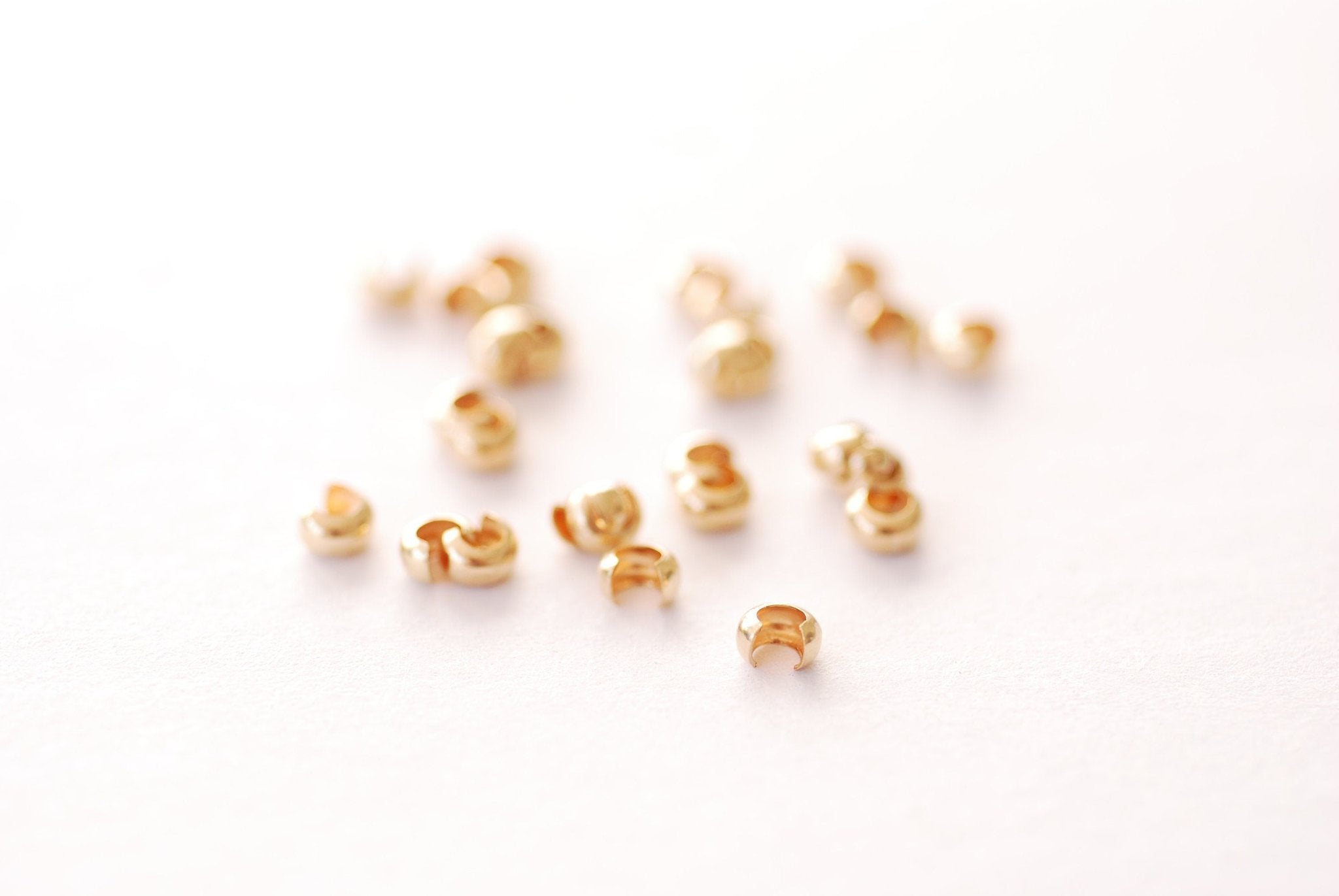 10 pcs Gold Filled 3mm Crimp Cover Findings Fits 2mm Crimps Gold Crimp Cover Beading Crimp Covers Cable thimbles Wholesale Findings GFCH2-53 - HarperCrown