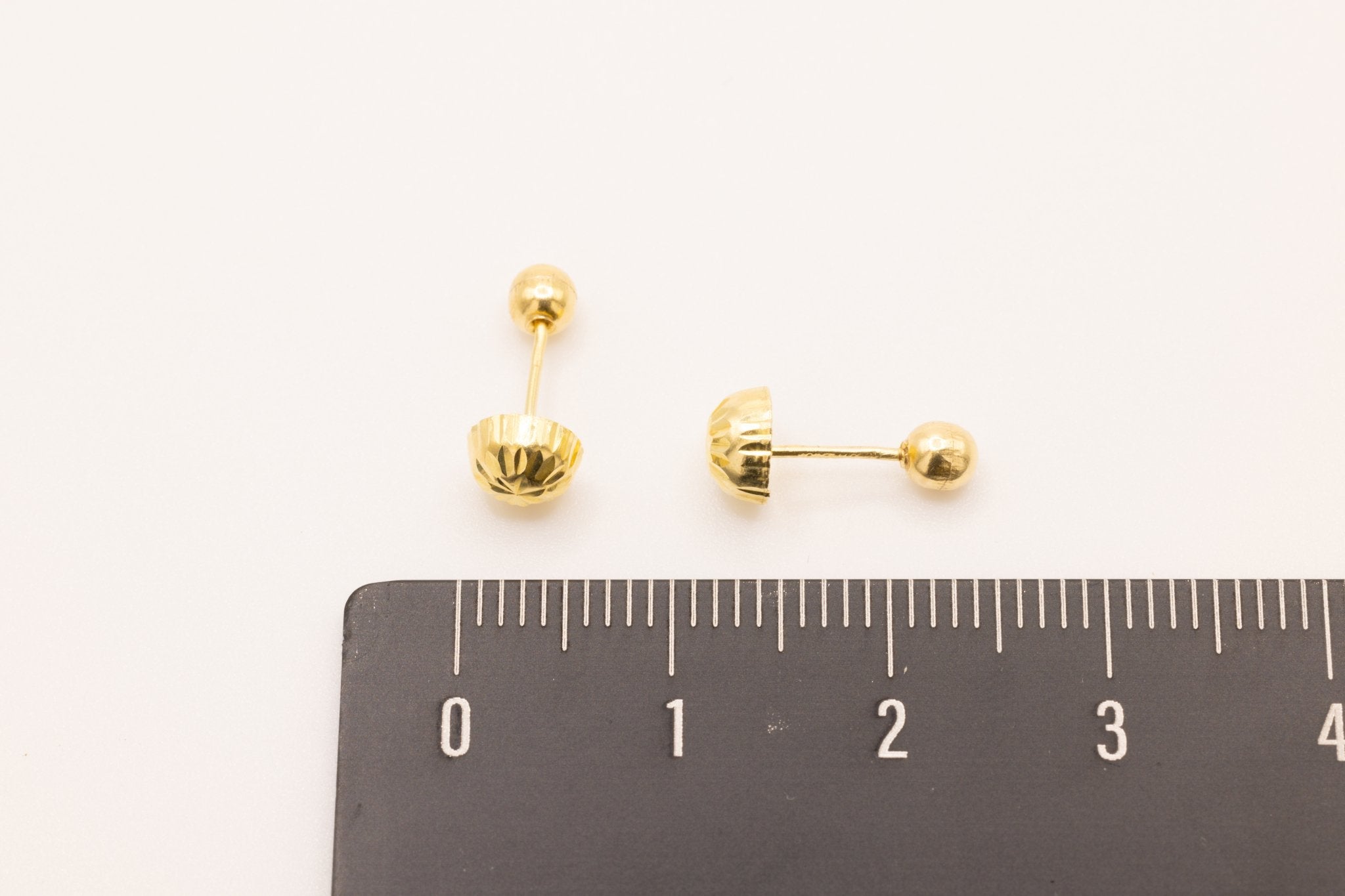 10K Gold Faceted Stud Earrings, .5mm X .5mm, Solid 10K Gold - HarperCrown