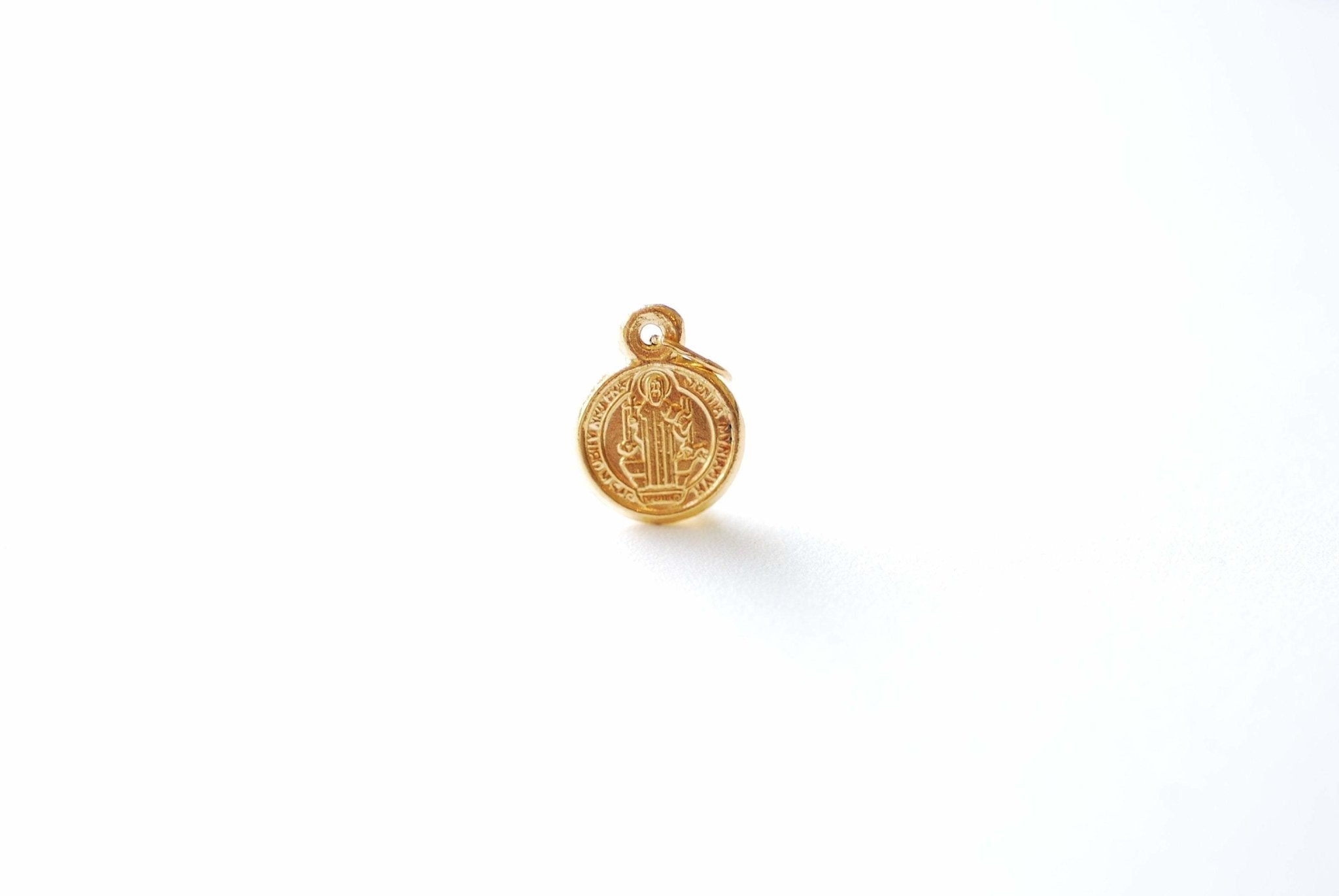 Wholesale Charms 12mm Saint Benedict Medal Coin Charm Gold Filled Religious Charm Double Sided Charm Roman Catholic Coin Cross Charm Catholic 421