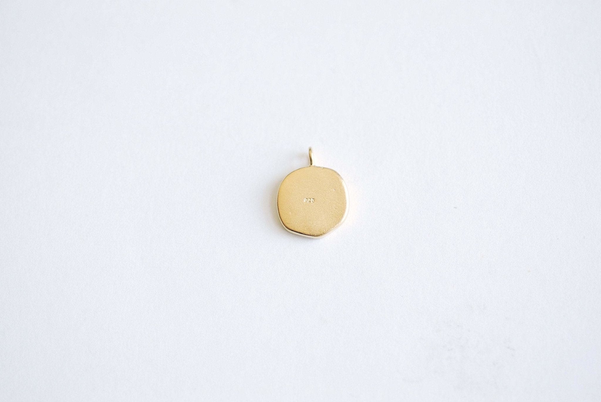 13mm Zodiac Sign Circle Disc Charm - 18k vermeil gold plated 925 Sterling Silver, Astrology Birthday Horoscope Constellation Celestial - HarperCrown
